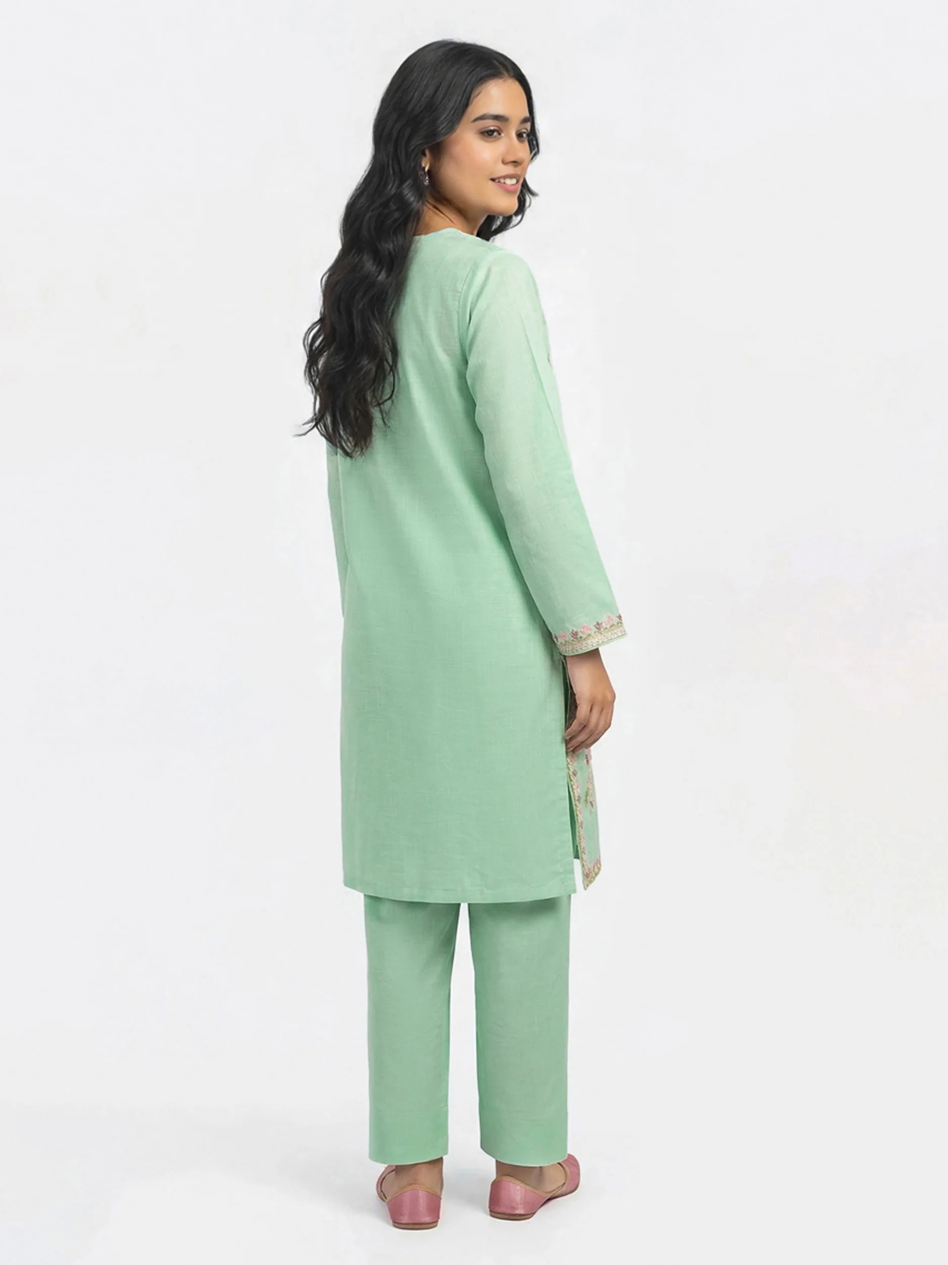 2 Piece Lawn Slub Suit- Embroidered (Pret) - Image 2