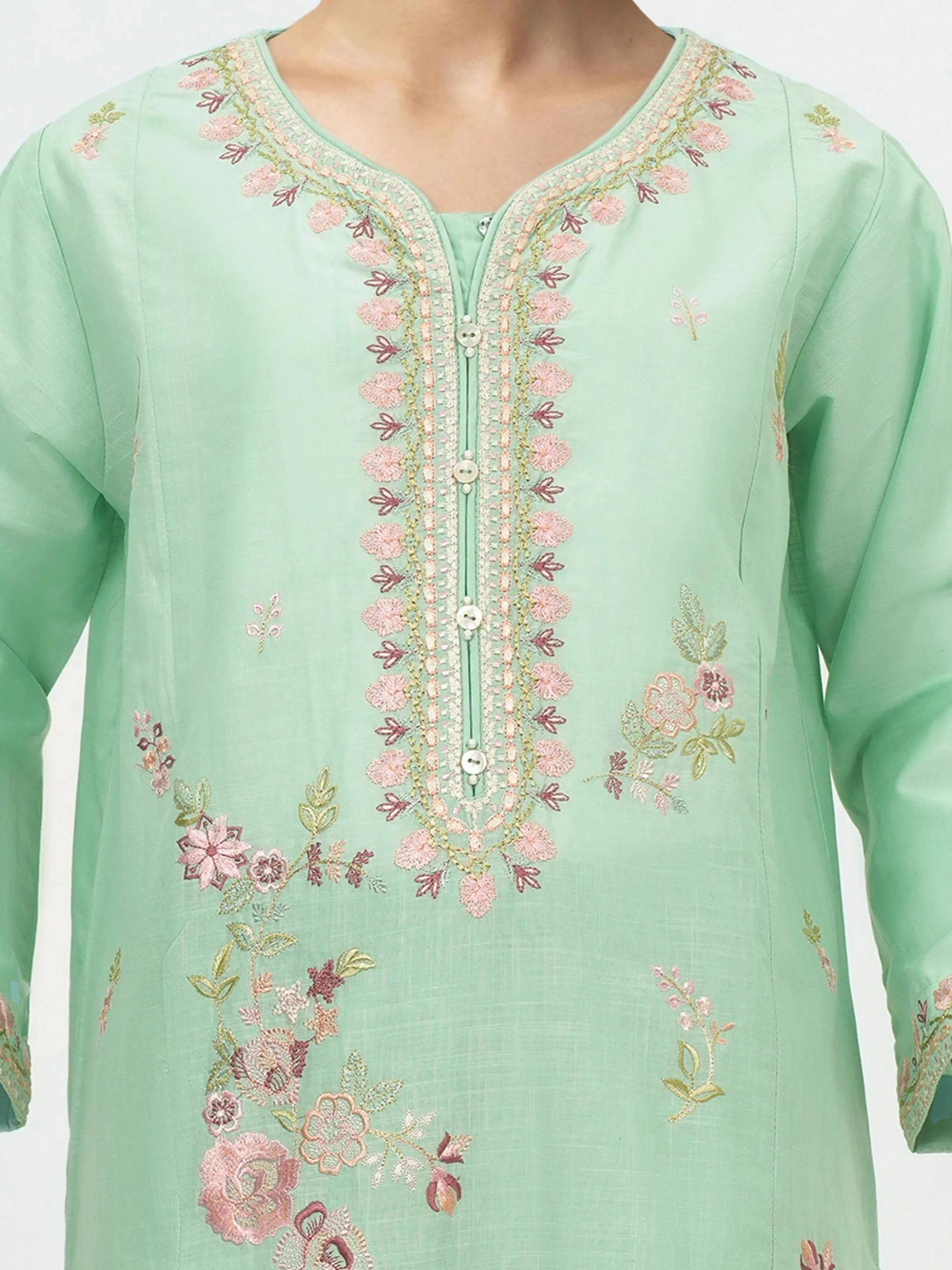 2 Piece Lawn Slub Suit- Embroidered (Pret) - Image 3