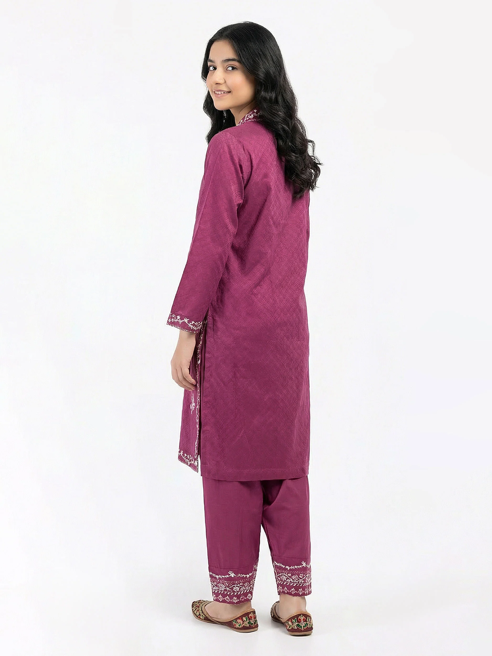 2 Piece Self Jacquard Suit- Embroidered (Pret) - Image 2