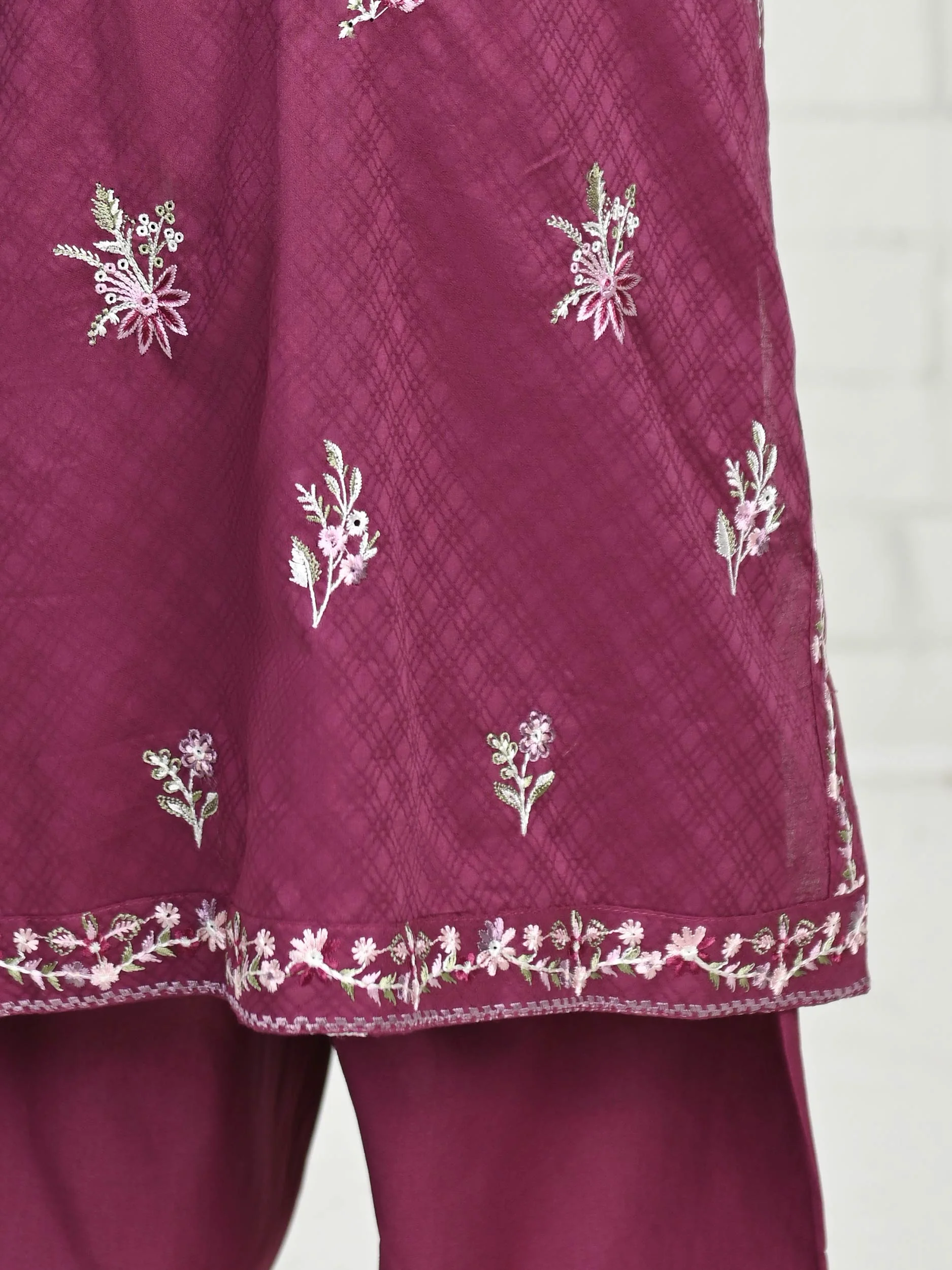2 Piece Self Jacquard Suit- Embroidered (Pret) - Image 3