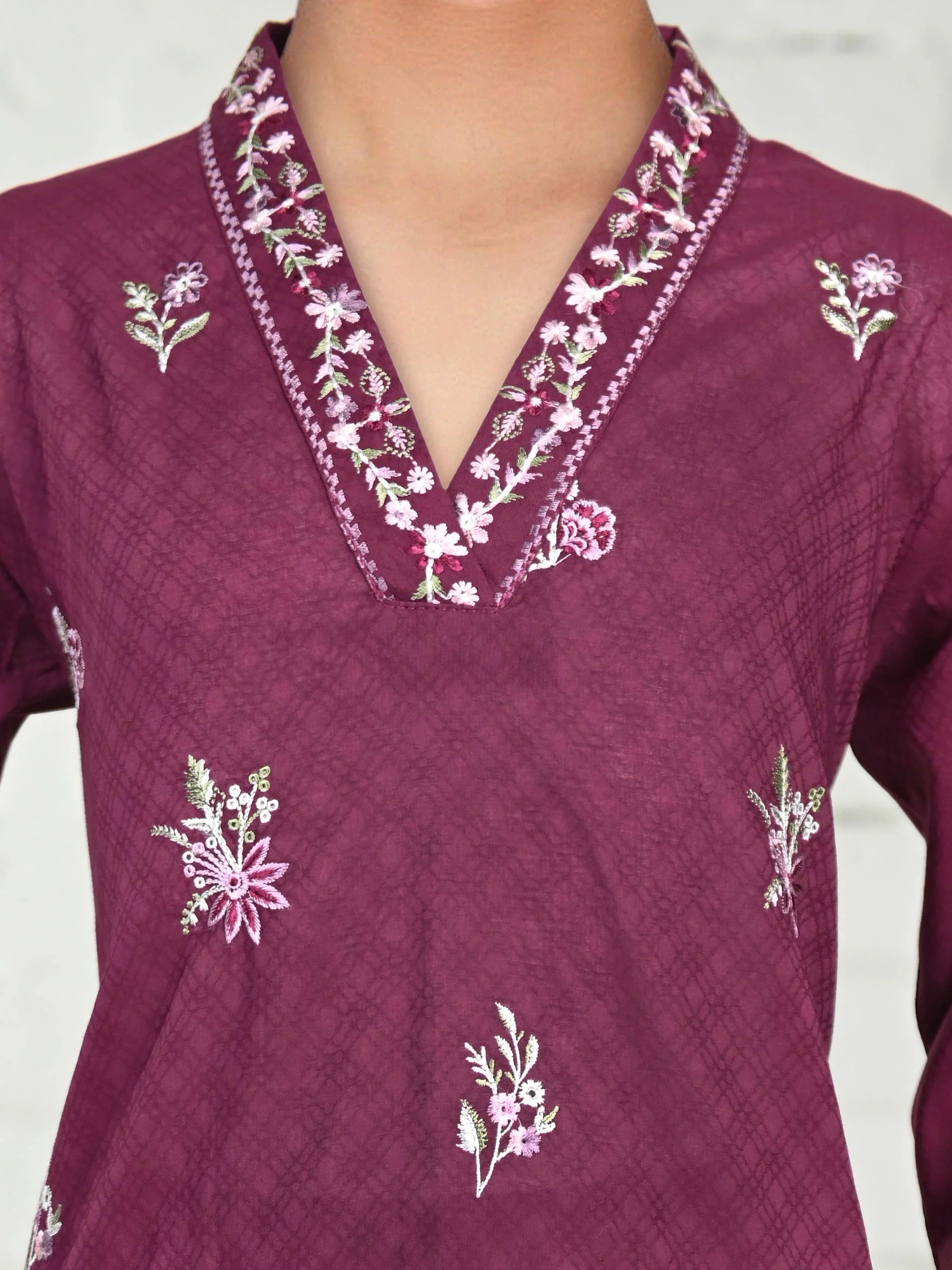 2 Piece Self Jacquard Suit- Embroidered (Pret) - Image 4
