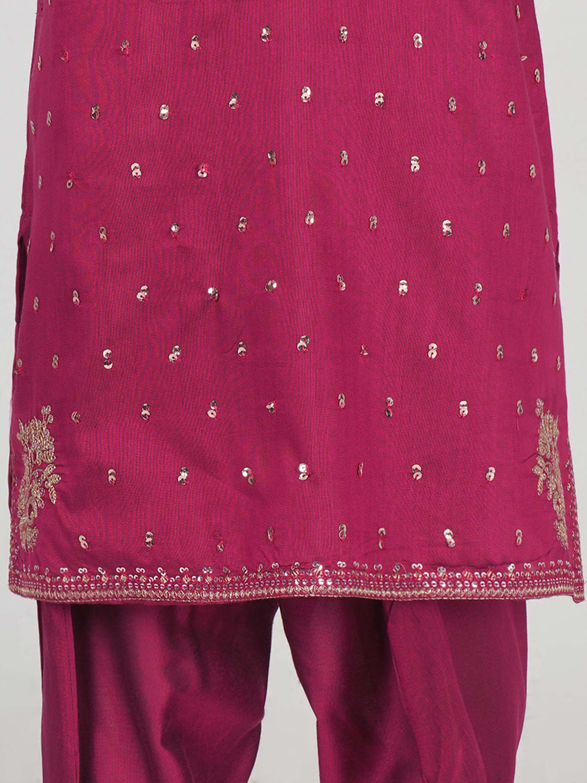 2 Piece Raw Silk Suit- Embroidered (Pret) - Image 4