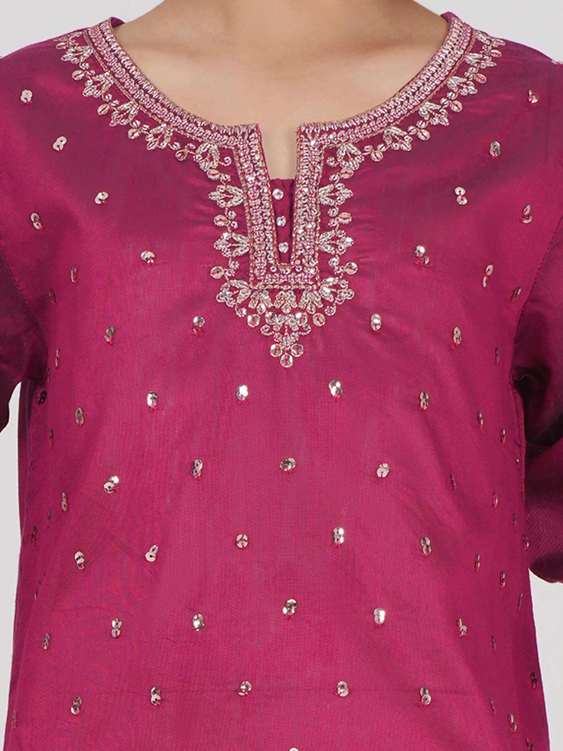 2 Piece Raw Silk Suit- Embroidered (Pret) - Image 5