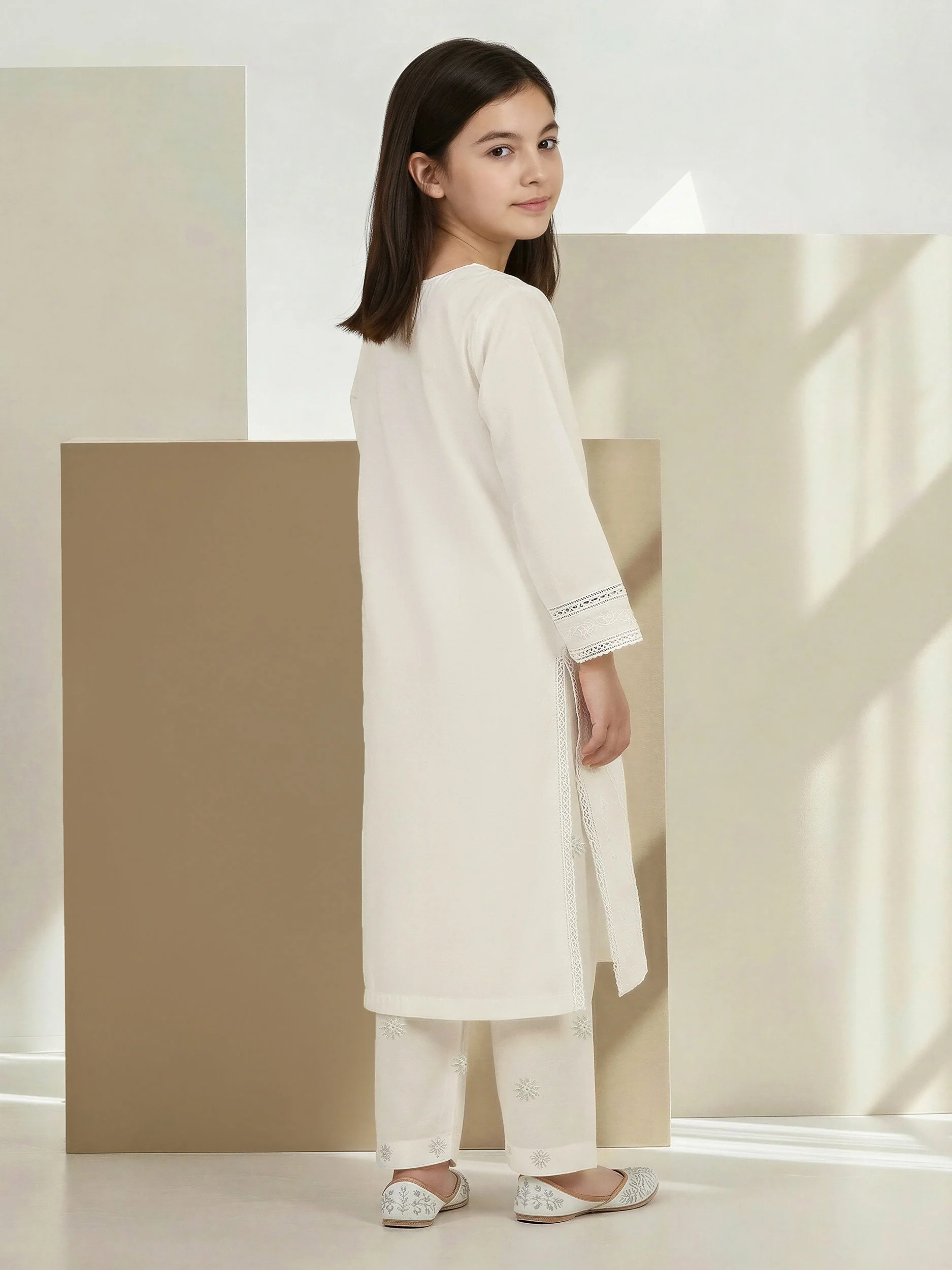2 Piece Satin Suit- Embroidered (Pret) - Image 3