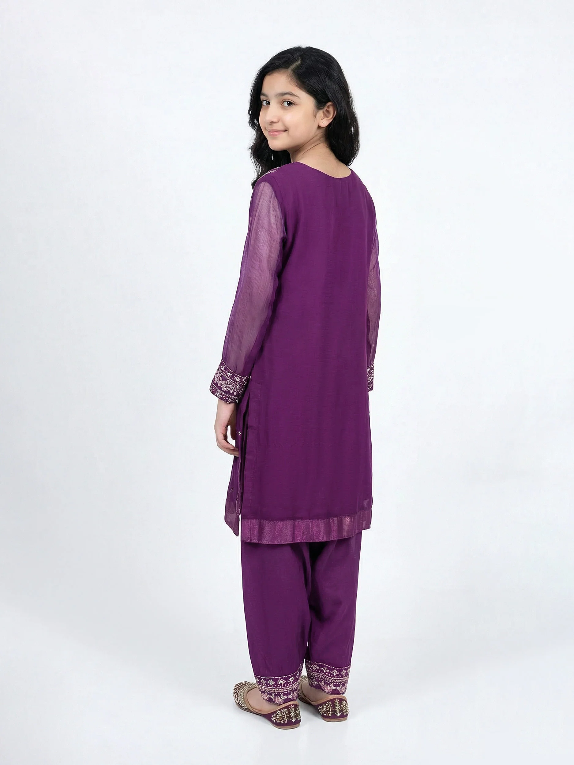 2 Piece Chiffon Suit- Embroidered (Pret) - Image 2