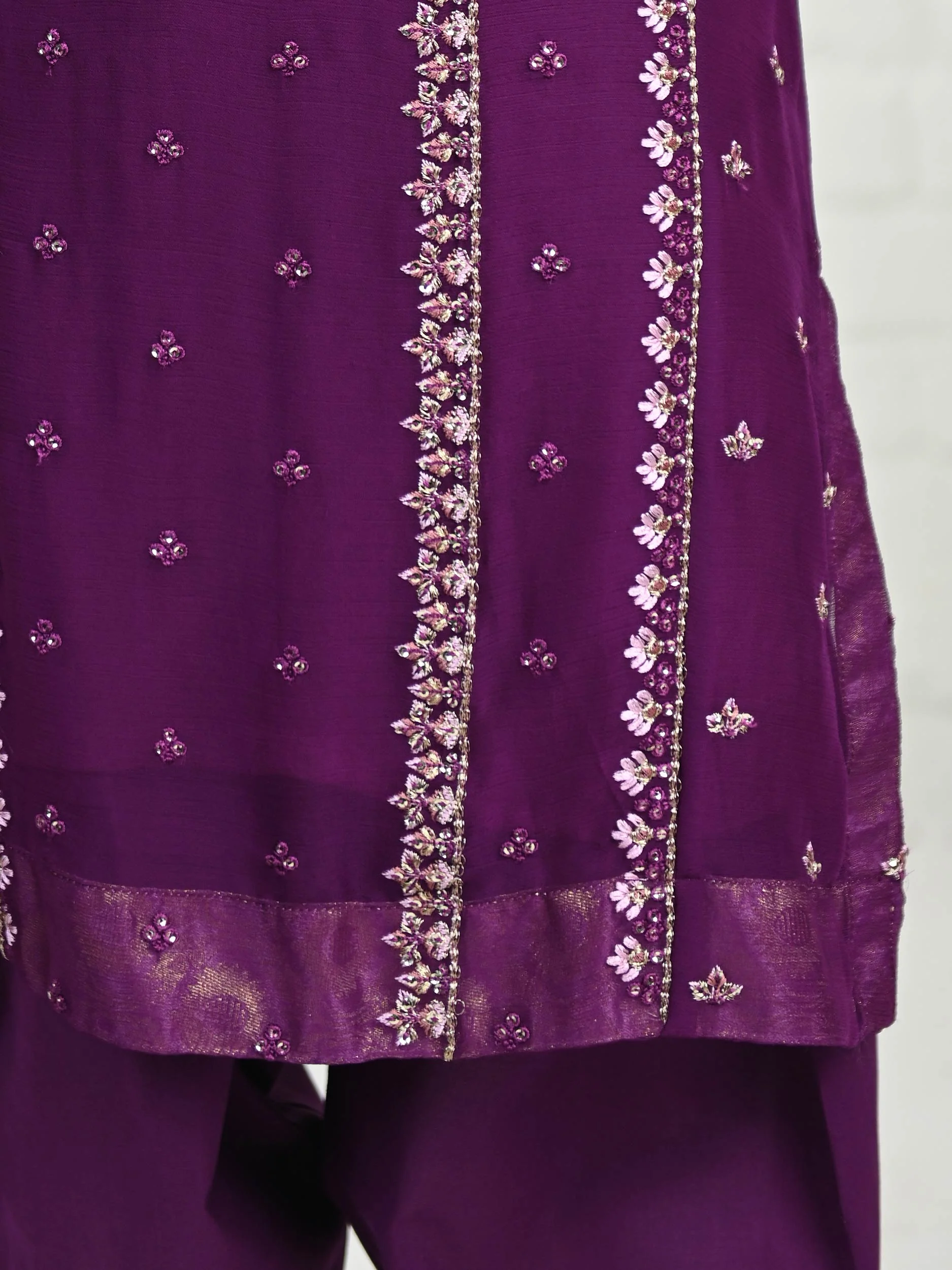 2 Piece Chiffon Suit- Embroidered (Pret) - Image 4