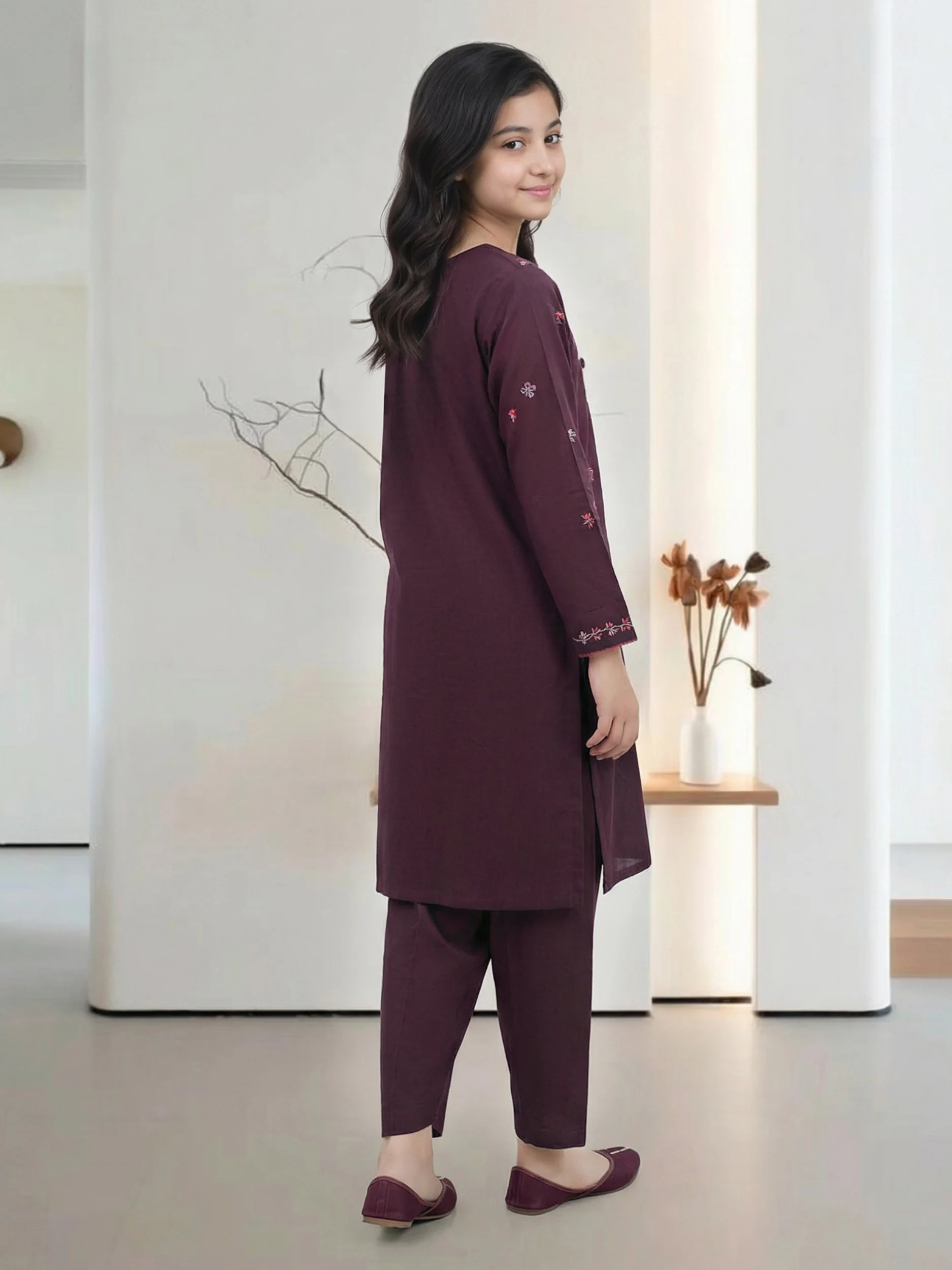 2 Piece Viscose Lawn Suit - Embroidered (Pret) - Image 3