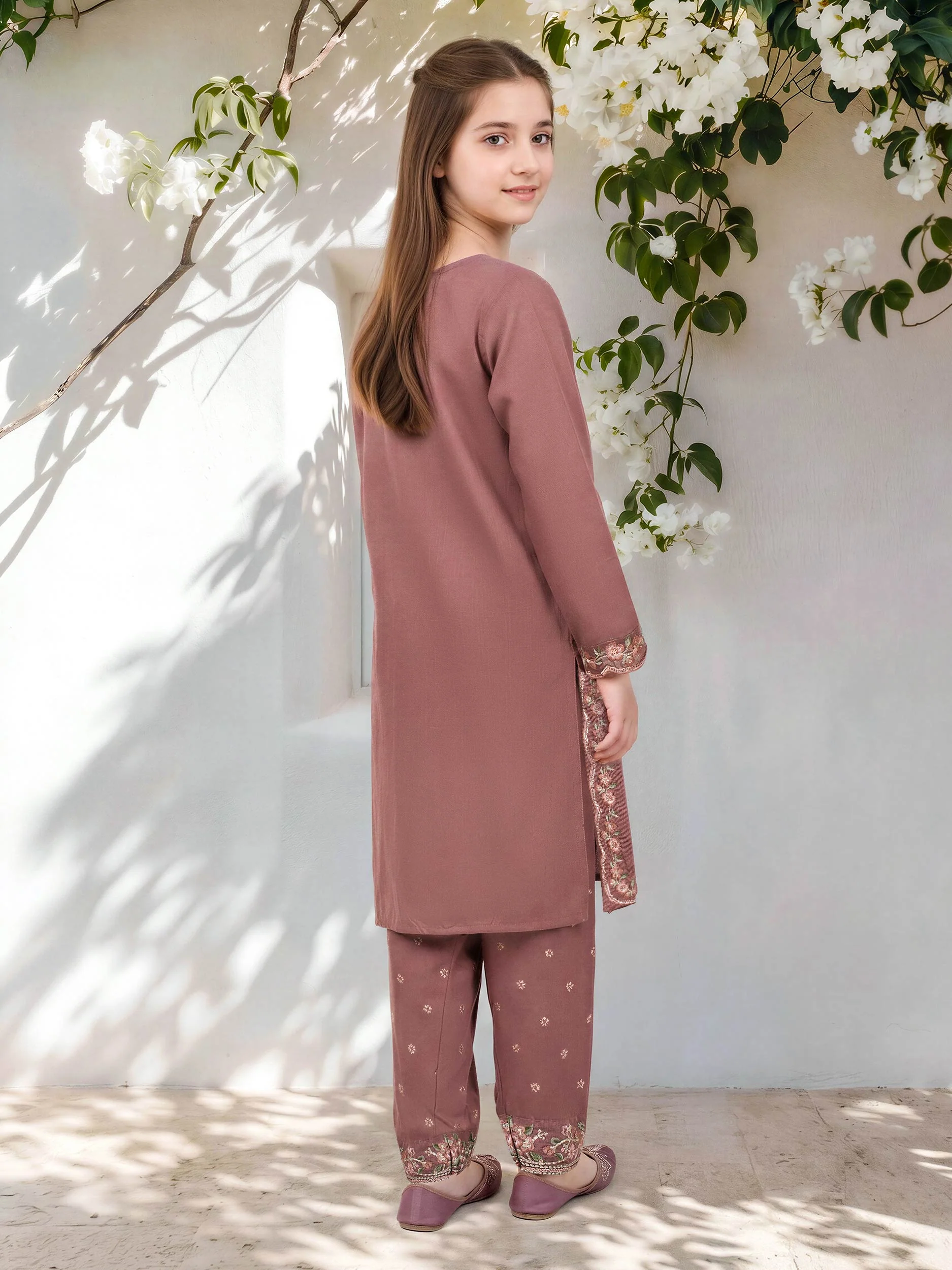 2 Piece Cotton Net Suit- Embroidered (Pret) - Image 3