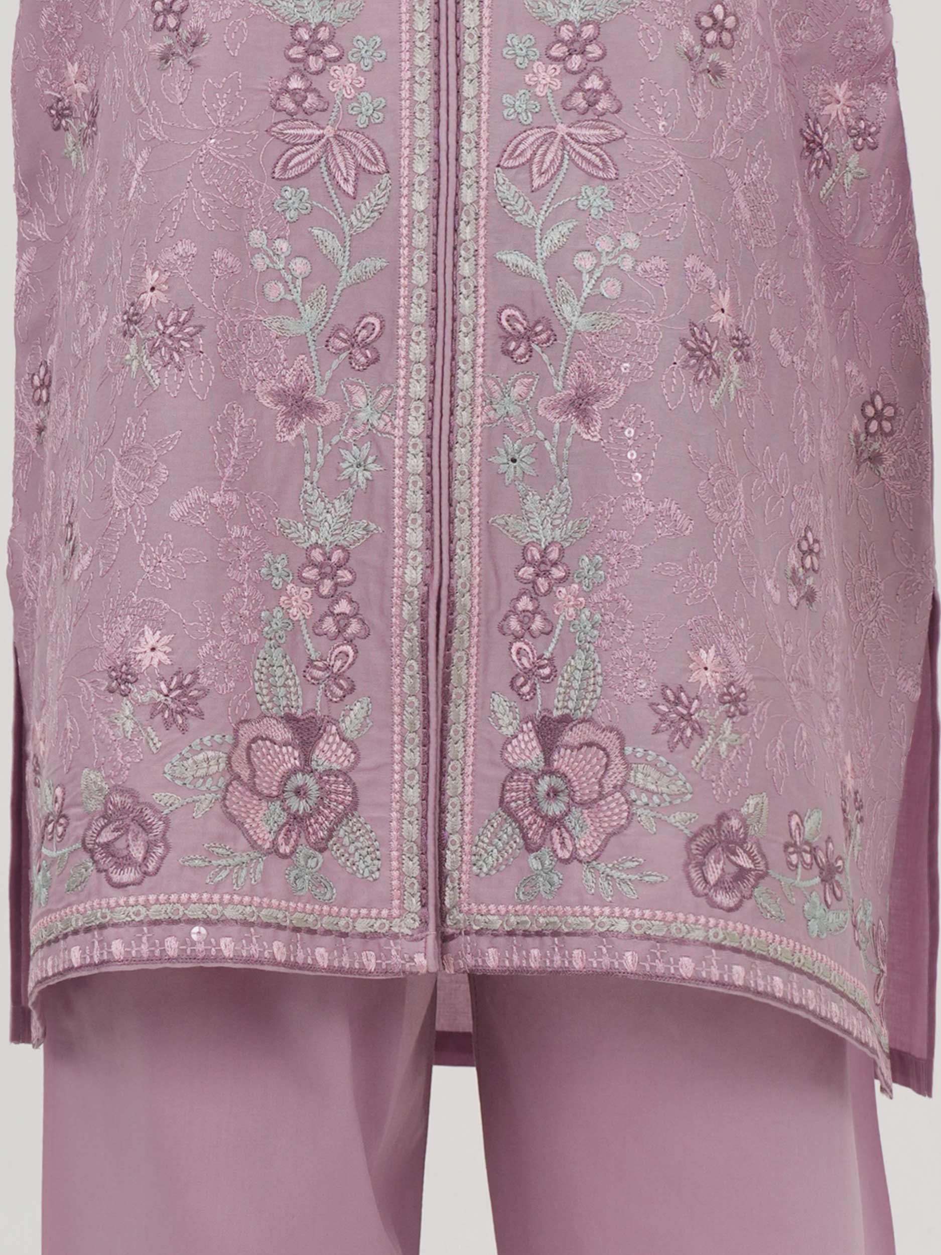 2 Piece Satin Suit - Embroidered (Pret) - Image 5
