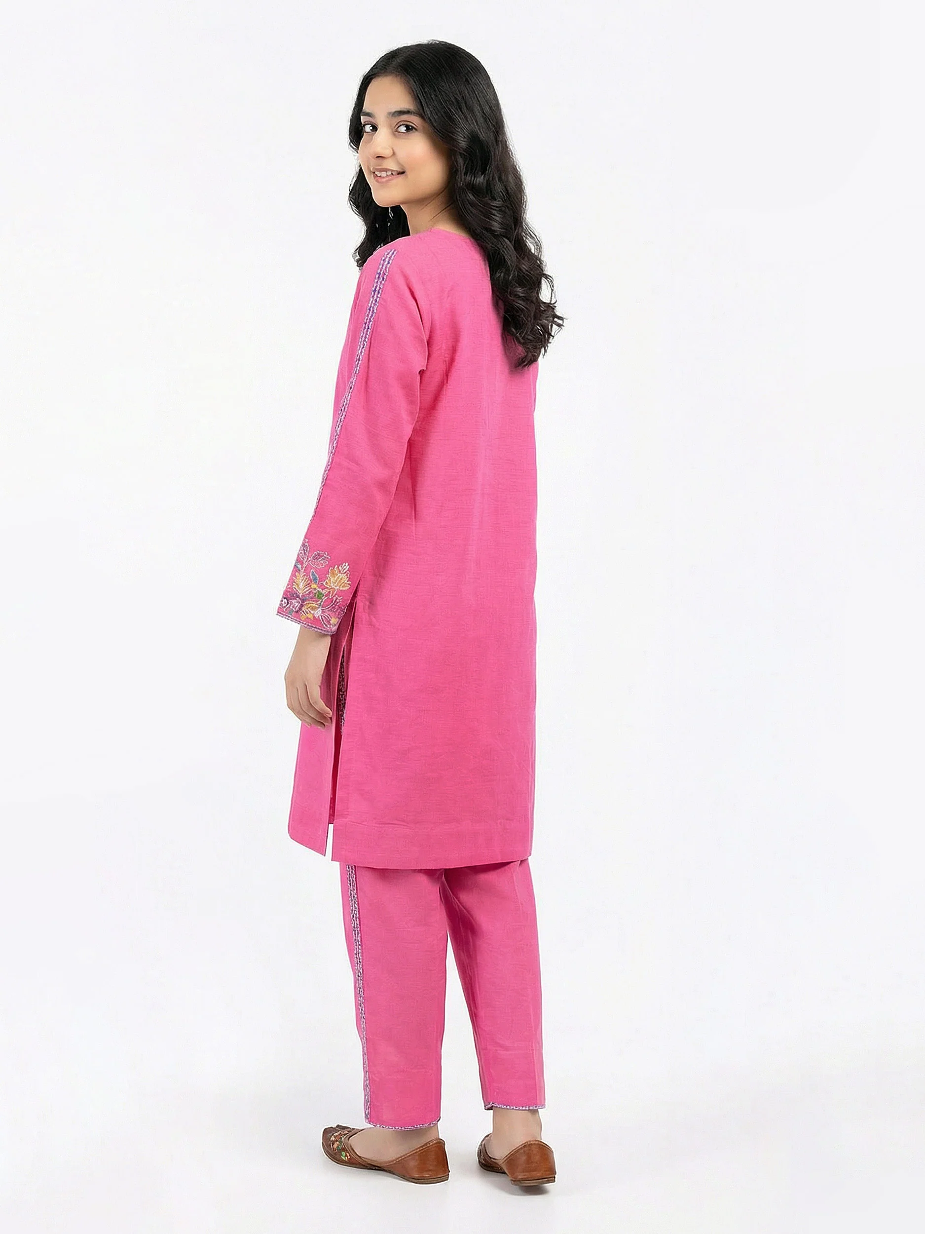 2 Piece Slub Khaddar Suit- Embroidered (Pret) - Image 2