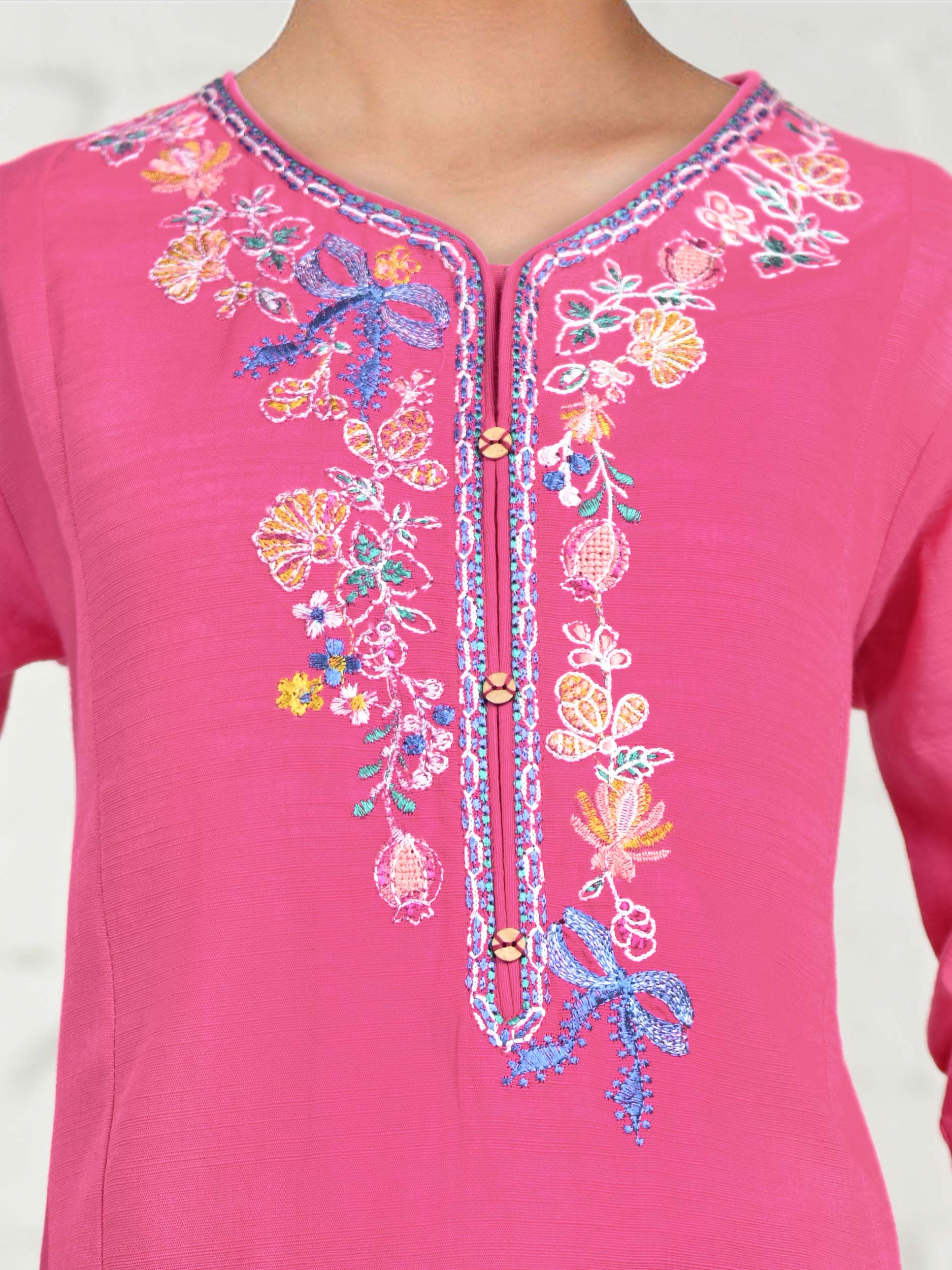 2 Piece Slub Khaddar Suit- Embroidered (Pret) - Image 3