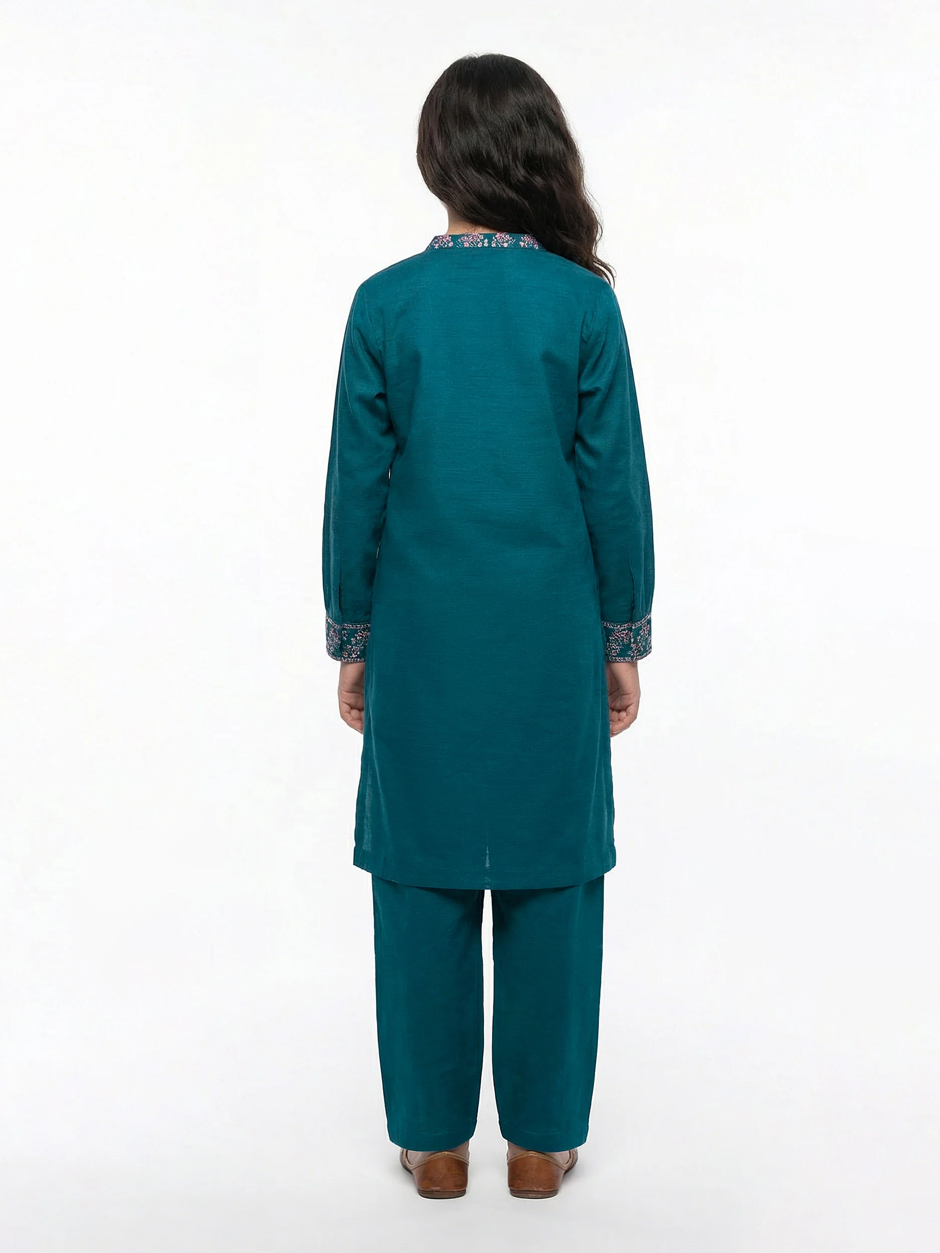 2 Piece Slub Khaddar Suit- Embroidered (Pret) - Image 2