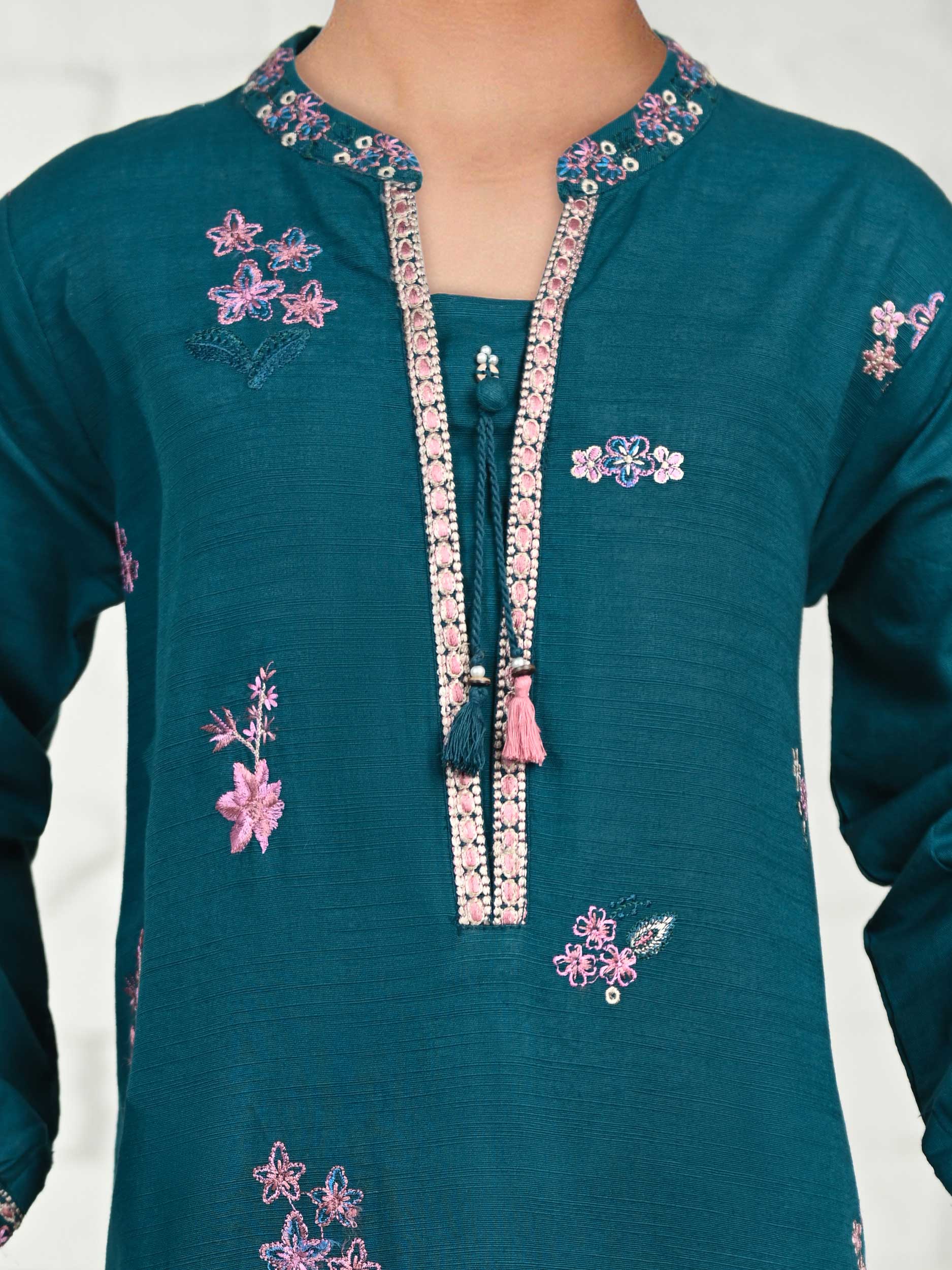 2 Piece Slub Khaddar Suit- Embroidered (Pret) - Image 3