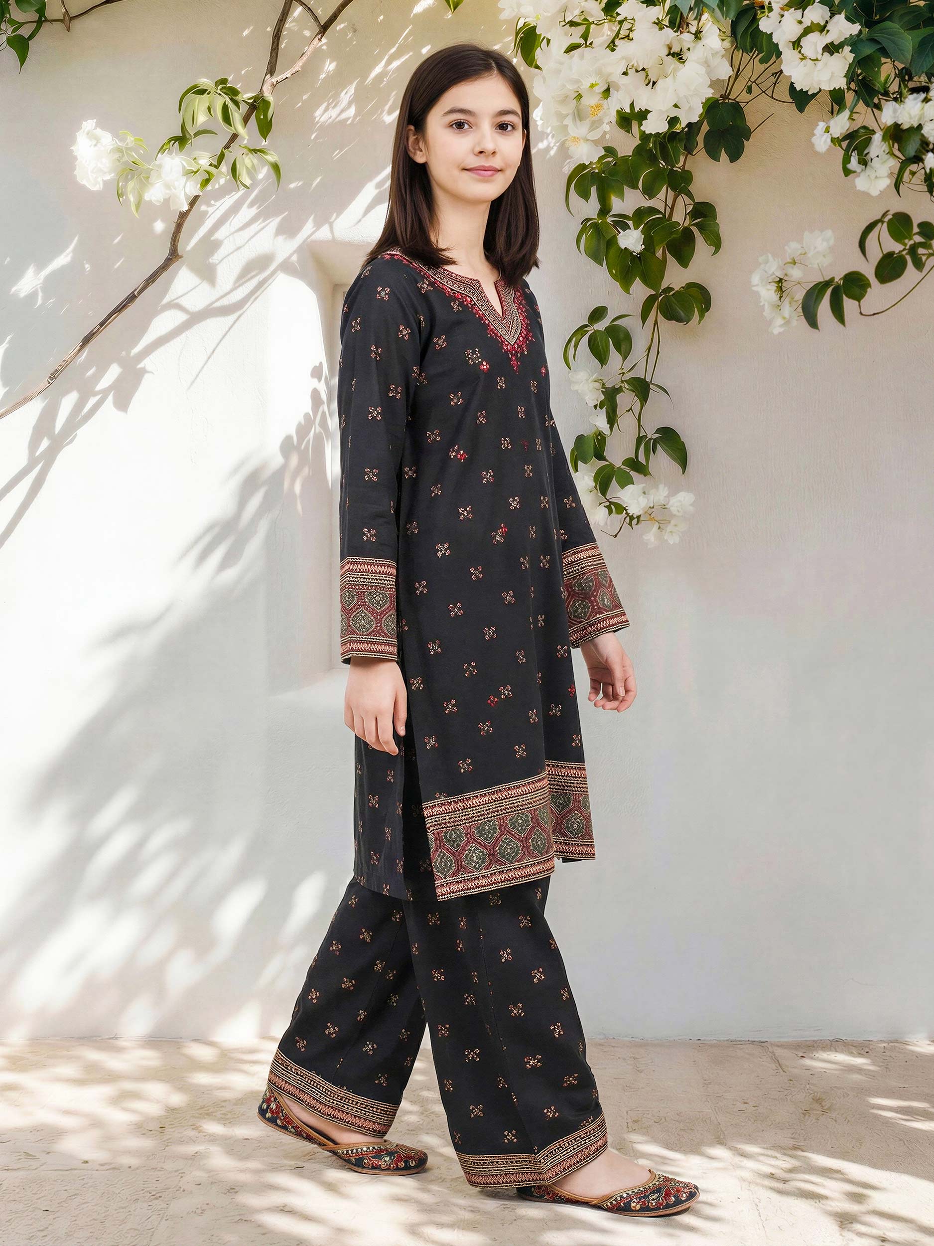 2 Piece Cambric Suit- Embroidered (Pret) - Image 2