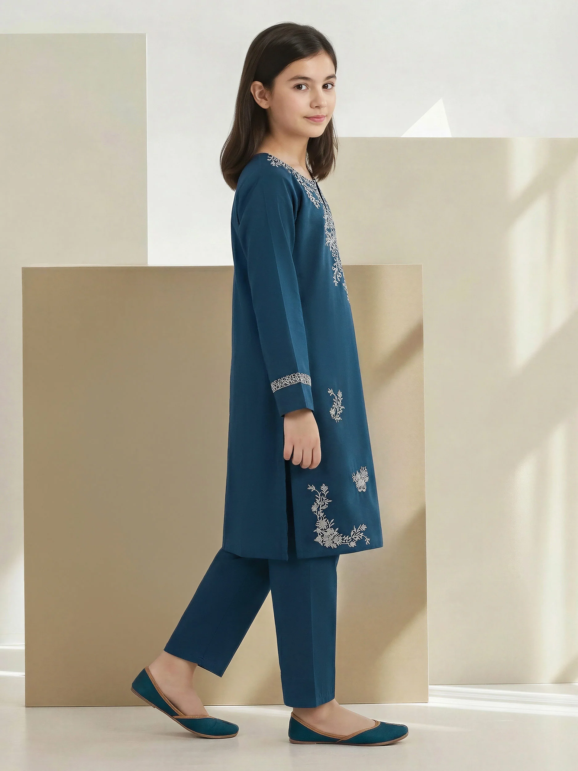2 Piece Cambric Suit- Embroidered (Pret) - Image 2