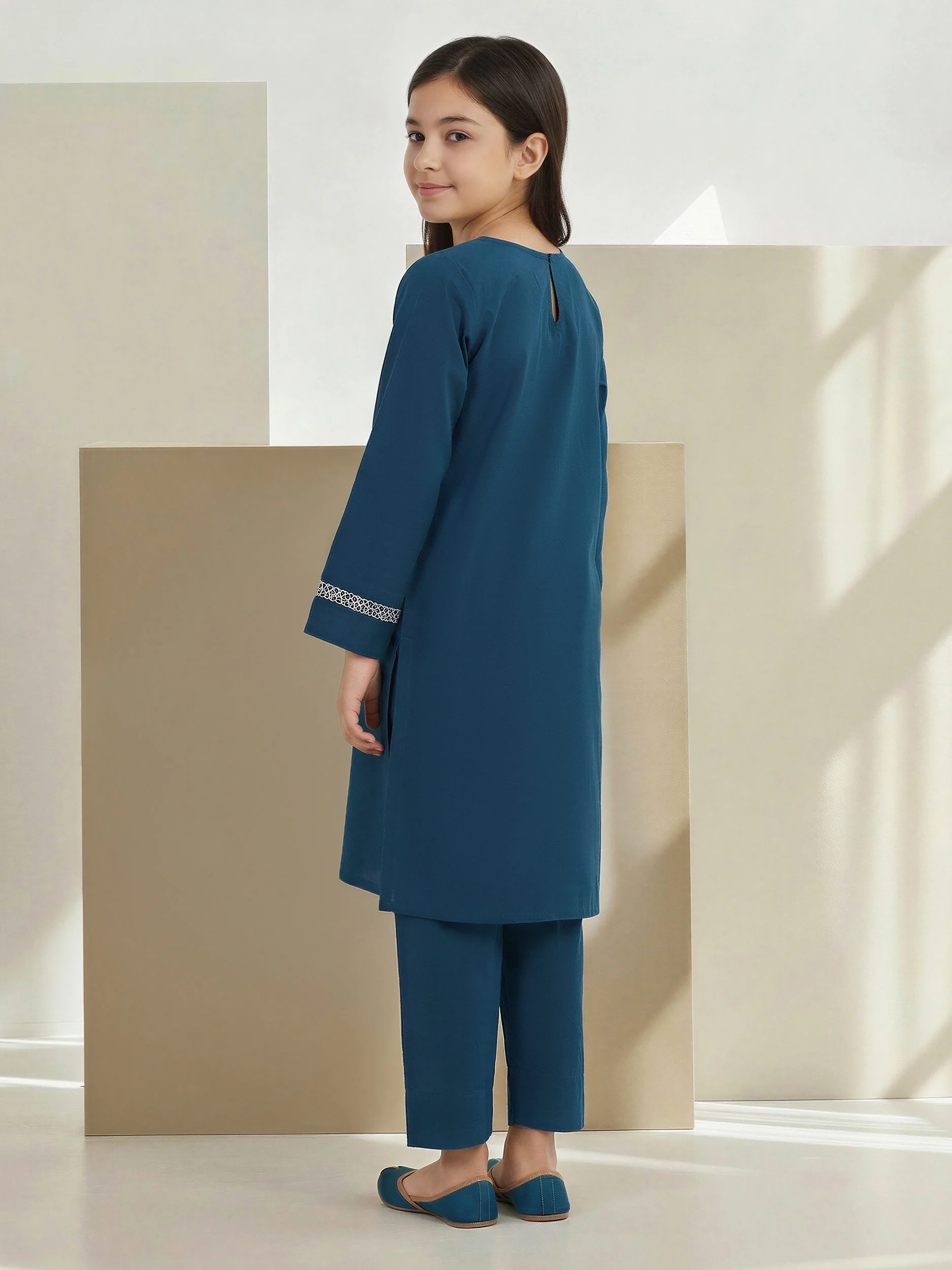 2 Piece Cambric Suit- Embroidered (Pret) - Image 3