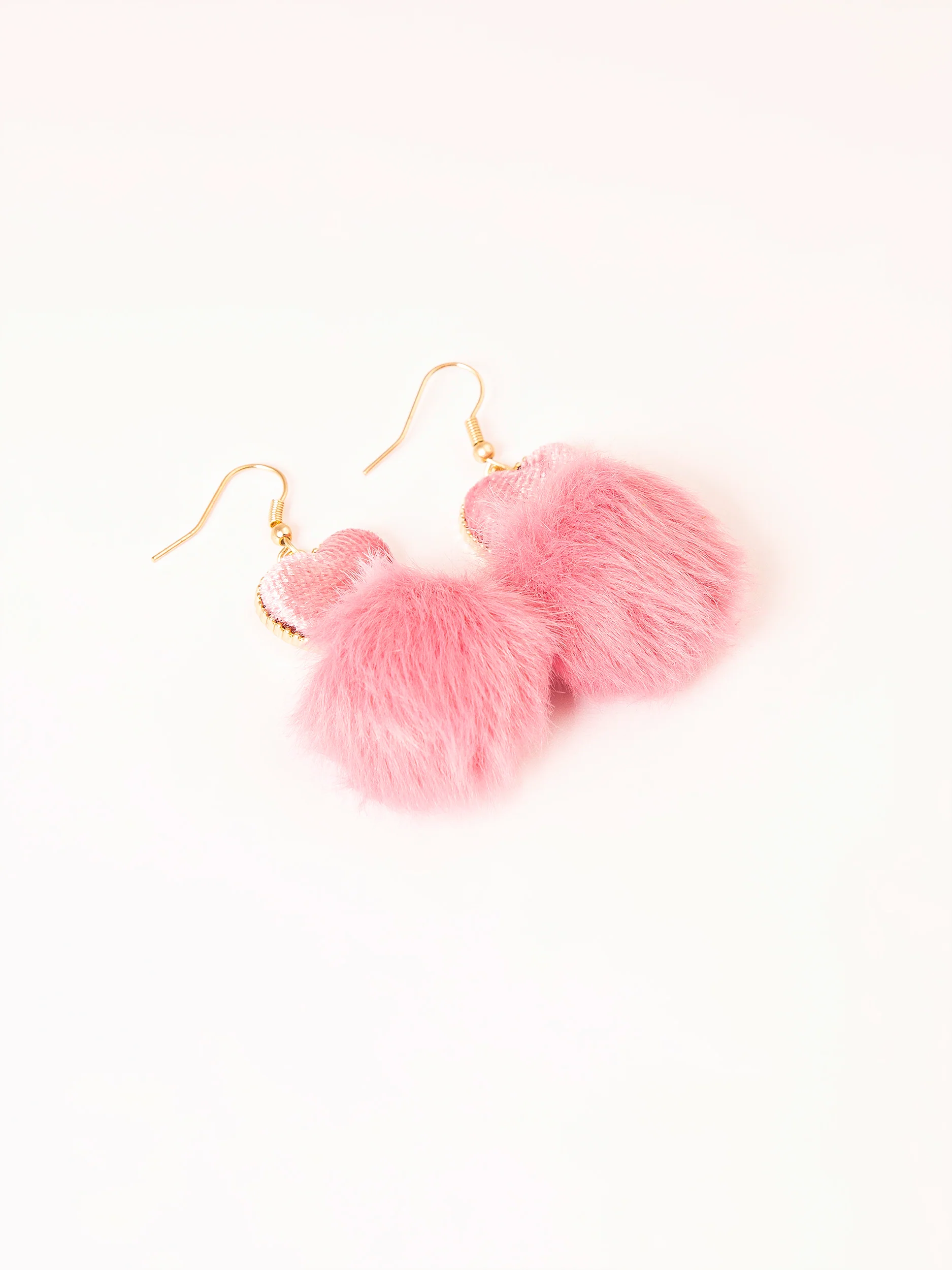 Heart Pompom Drop Earrings - Image 2