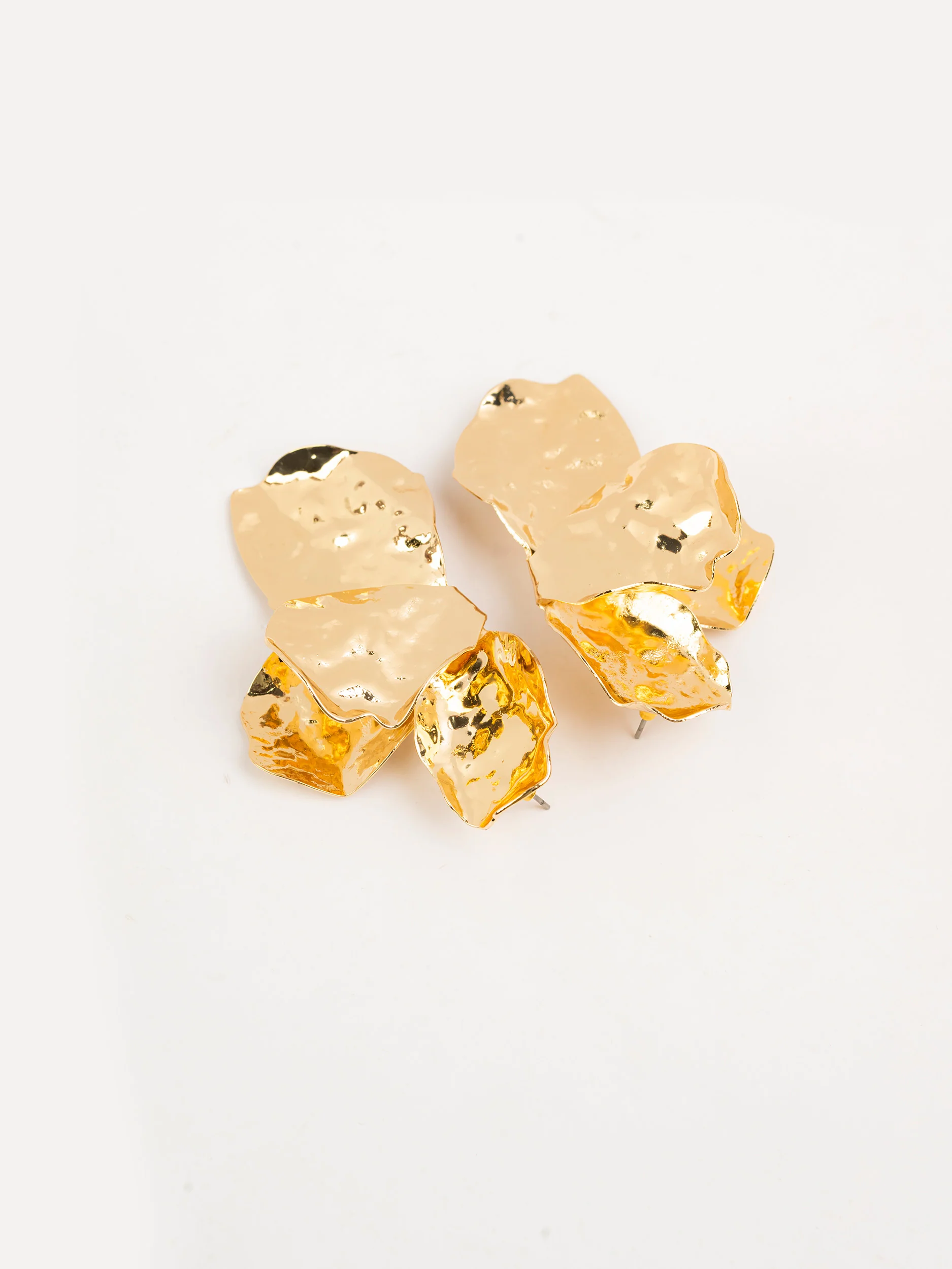 Hammered Half Flower Earrings - Image 2