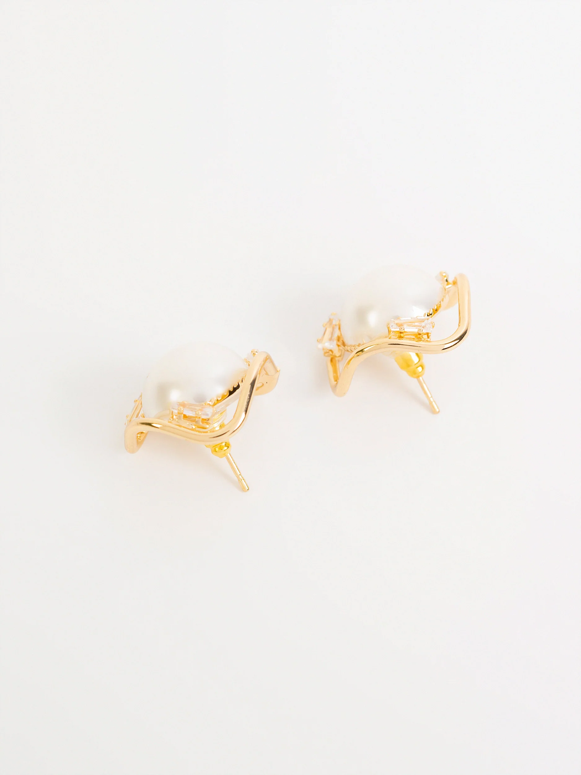 Curved Pearl Studs - Image 2
