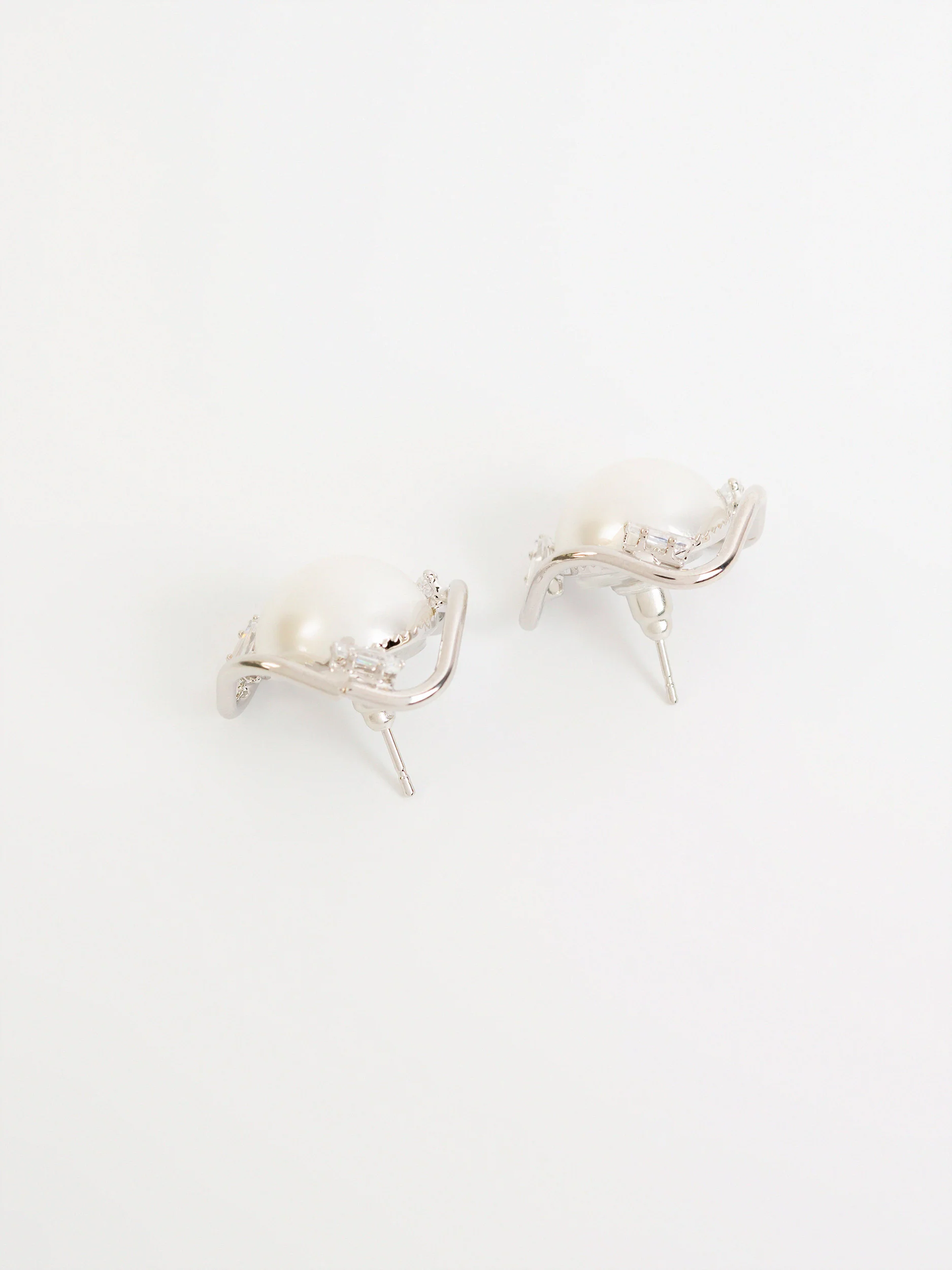 Curved Pearl Studs - Image 2