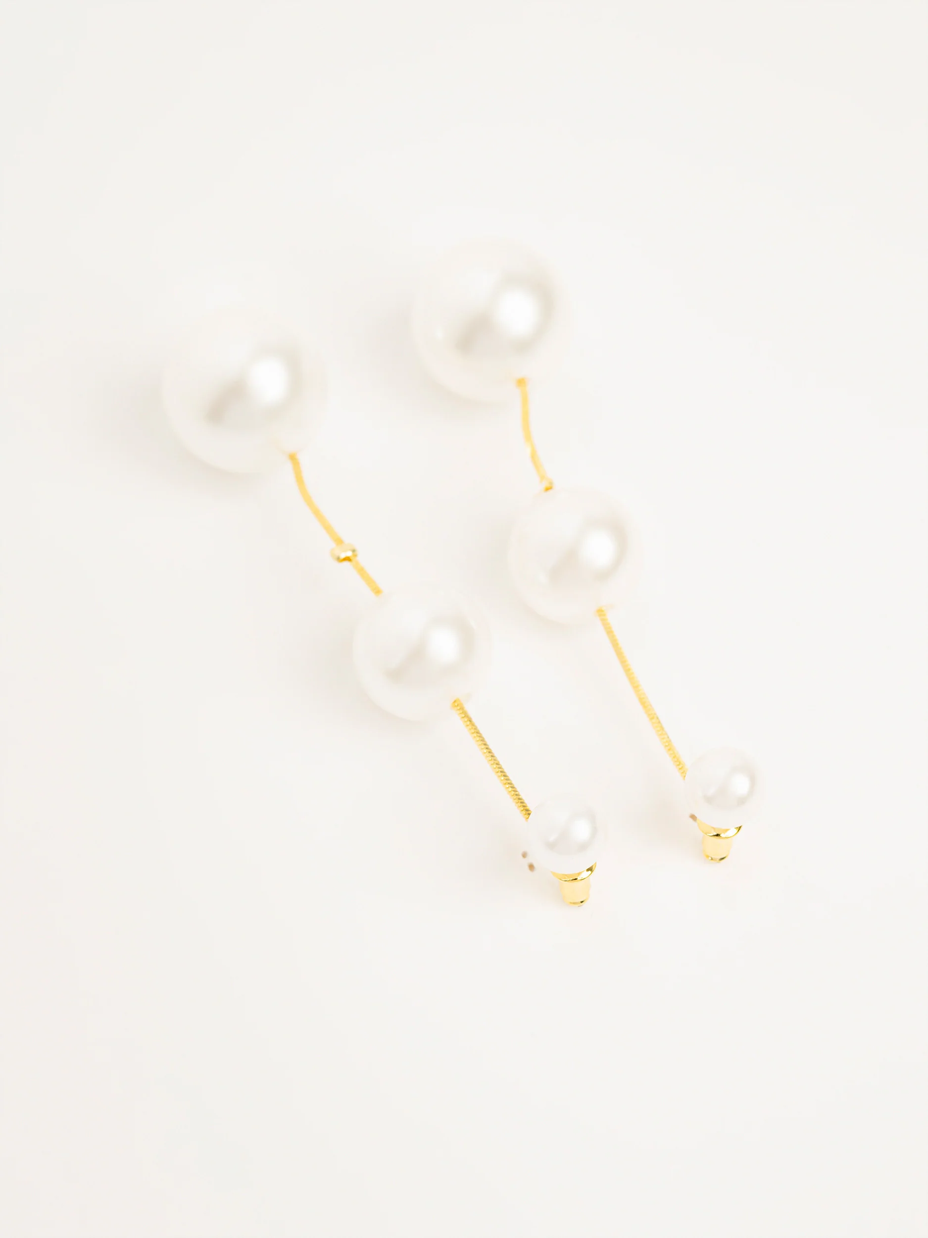 Triple Pearl Drop Earrings - Image 2