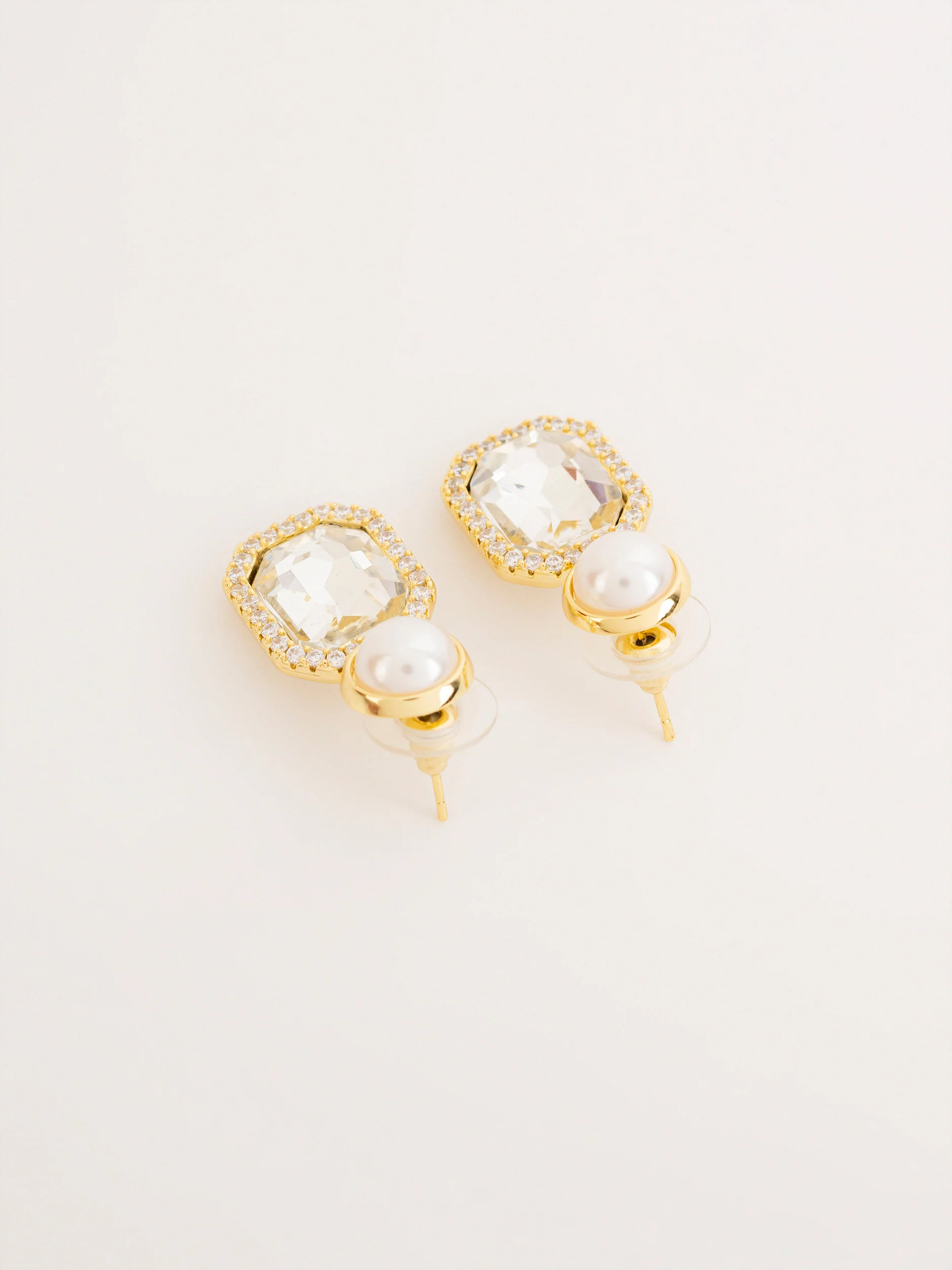 Pearl Crystal Drop Earrings - Image 2
