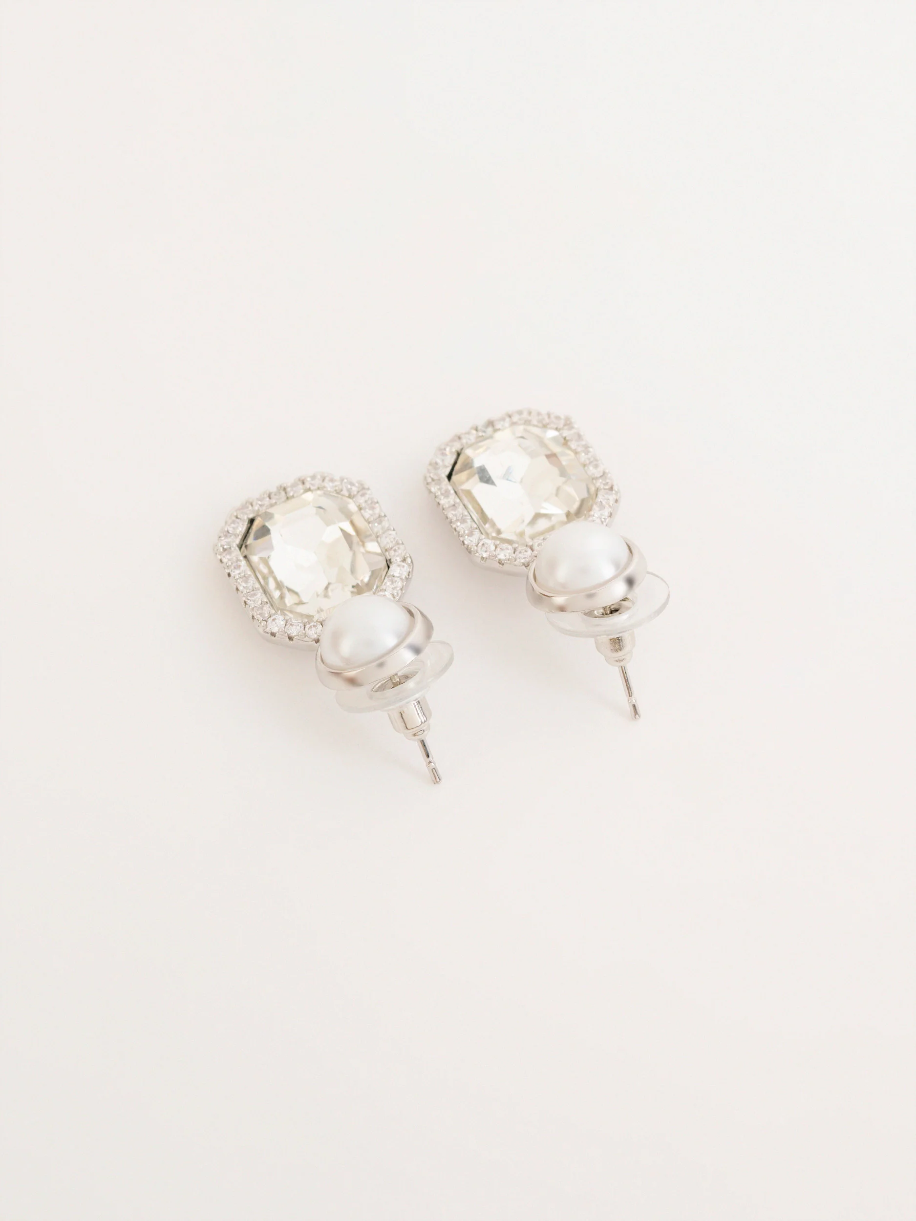 Pearl Crystal Drop Earrings - Image 2
