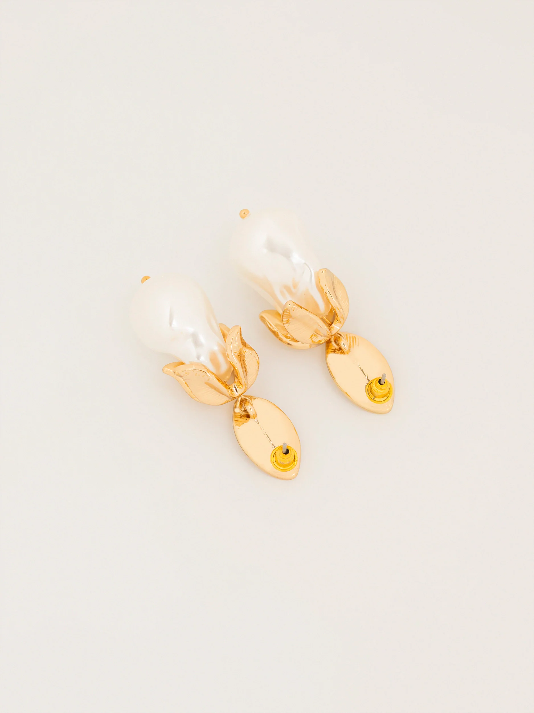Leaf Pearl Drop Earrings - Image 2