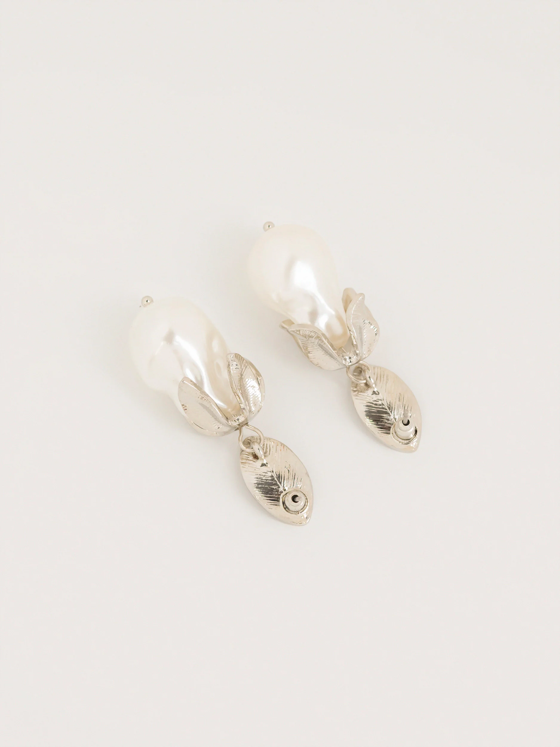 Leaf Pearl Drop Earrings - Image 2