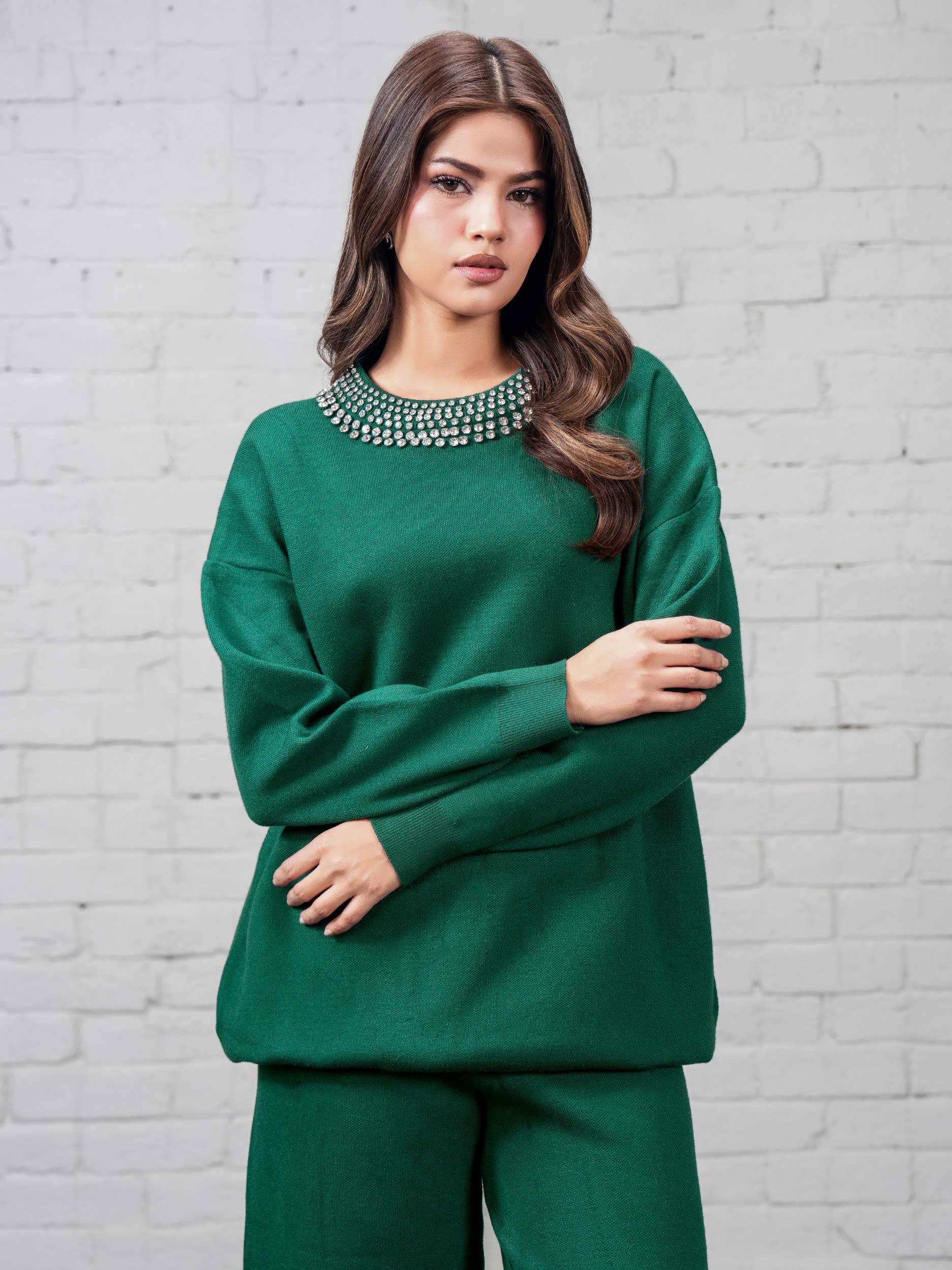 Knitted Co-ord Set-Embellished - Image 5