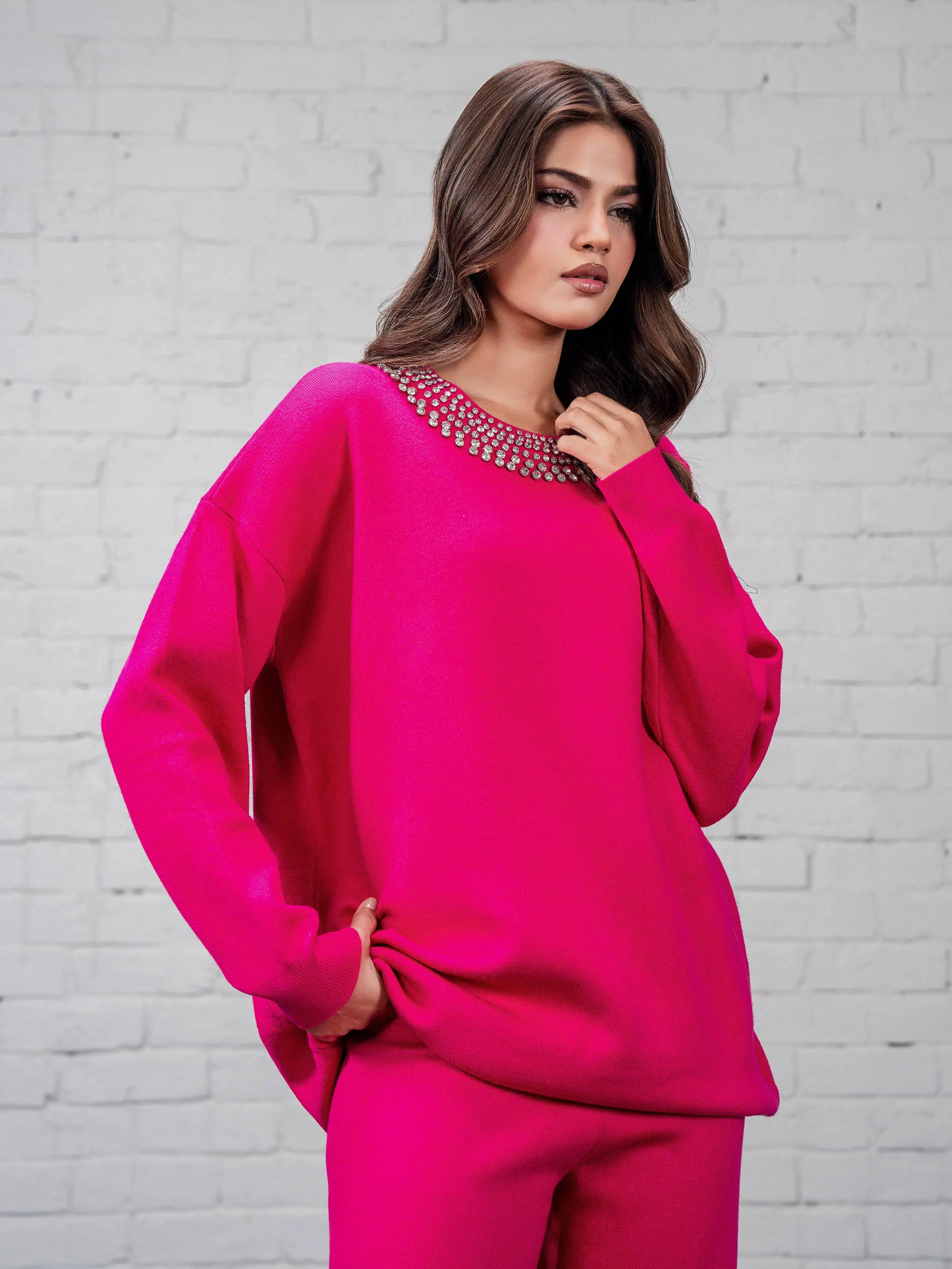Knitted Co-ord Set-Embellished - Image 5