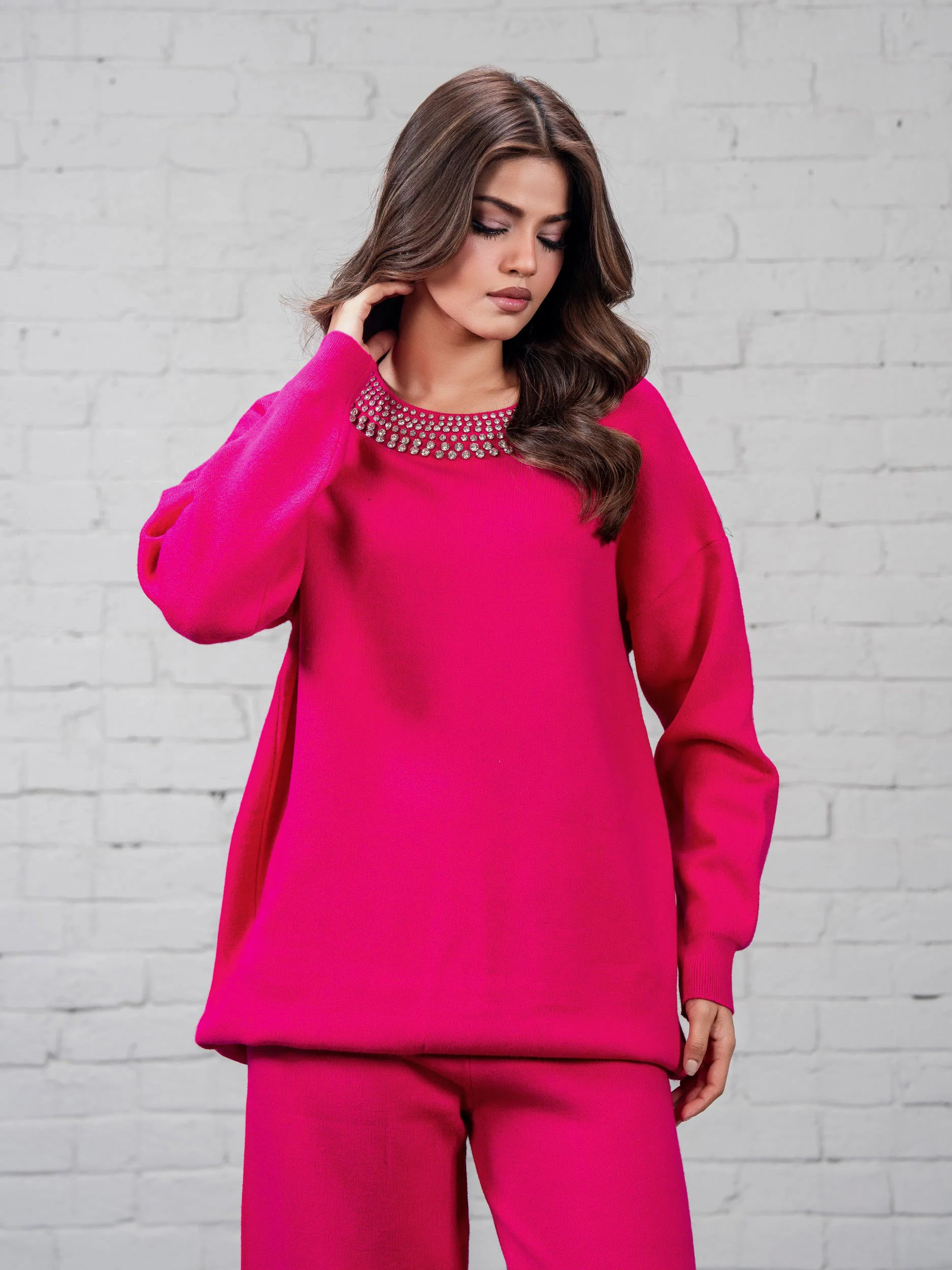 Knitted Co-ord Set-Embellished - Image 6