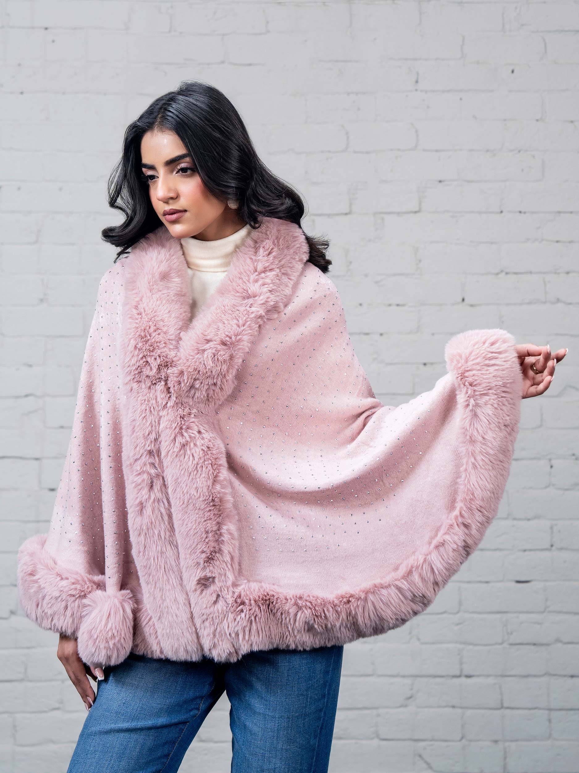Embellished Fur Cape - Image 4