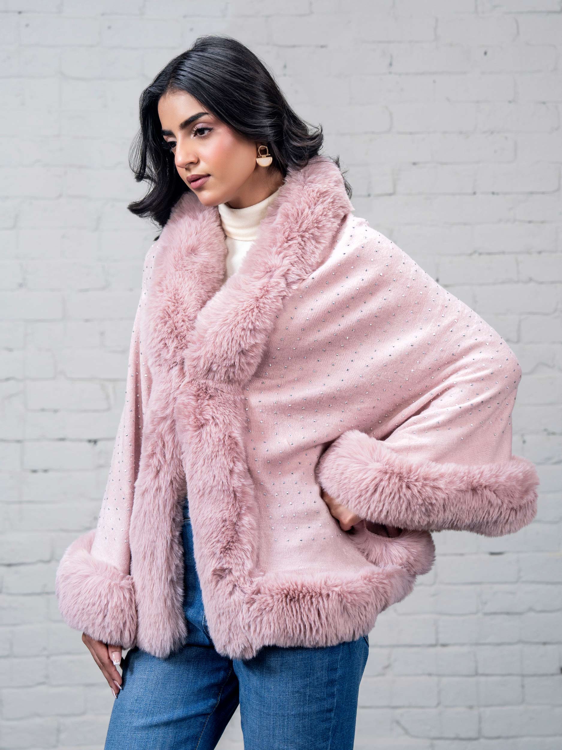 Embellished Fur Cape - Image 6