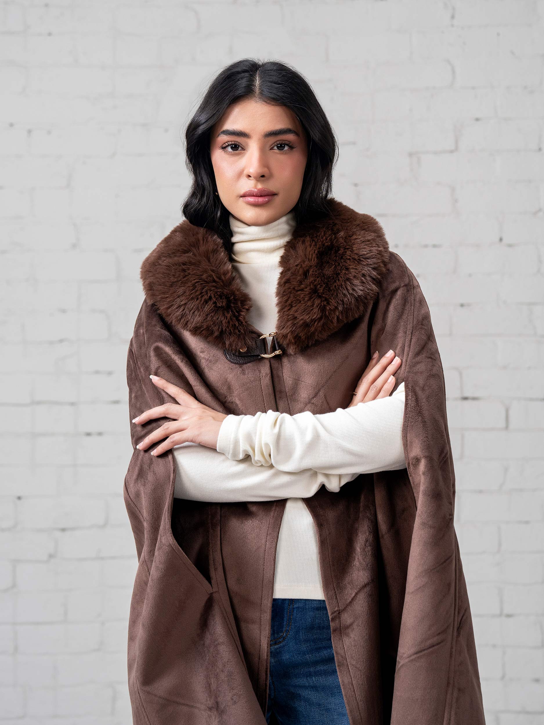 Suede Fur Cape - Image 4