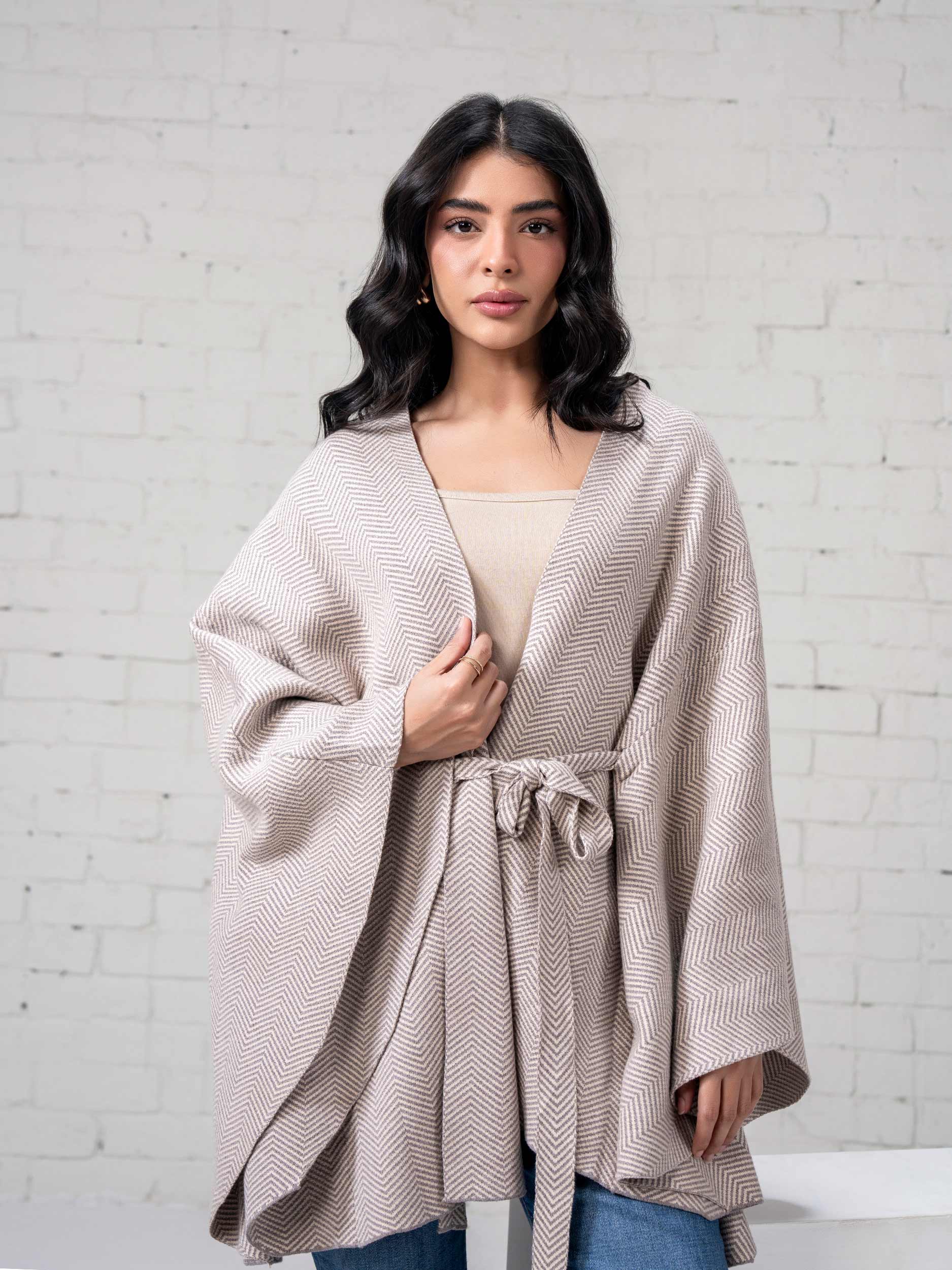 Knit Belted Cape - Image 4