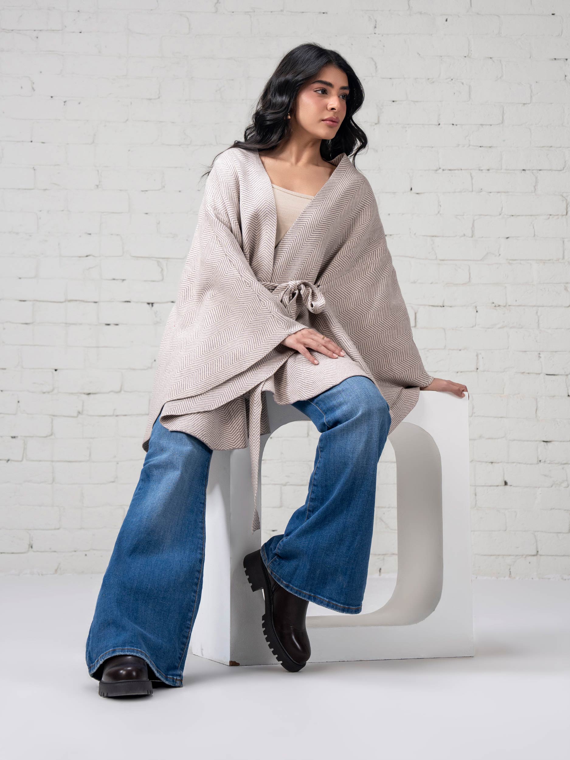 Knit Belted Cape - Image 5