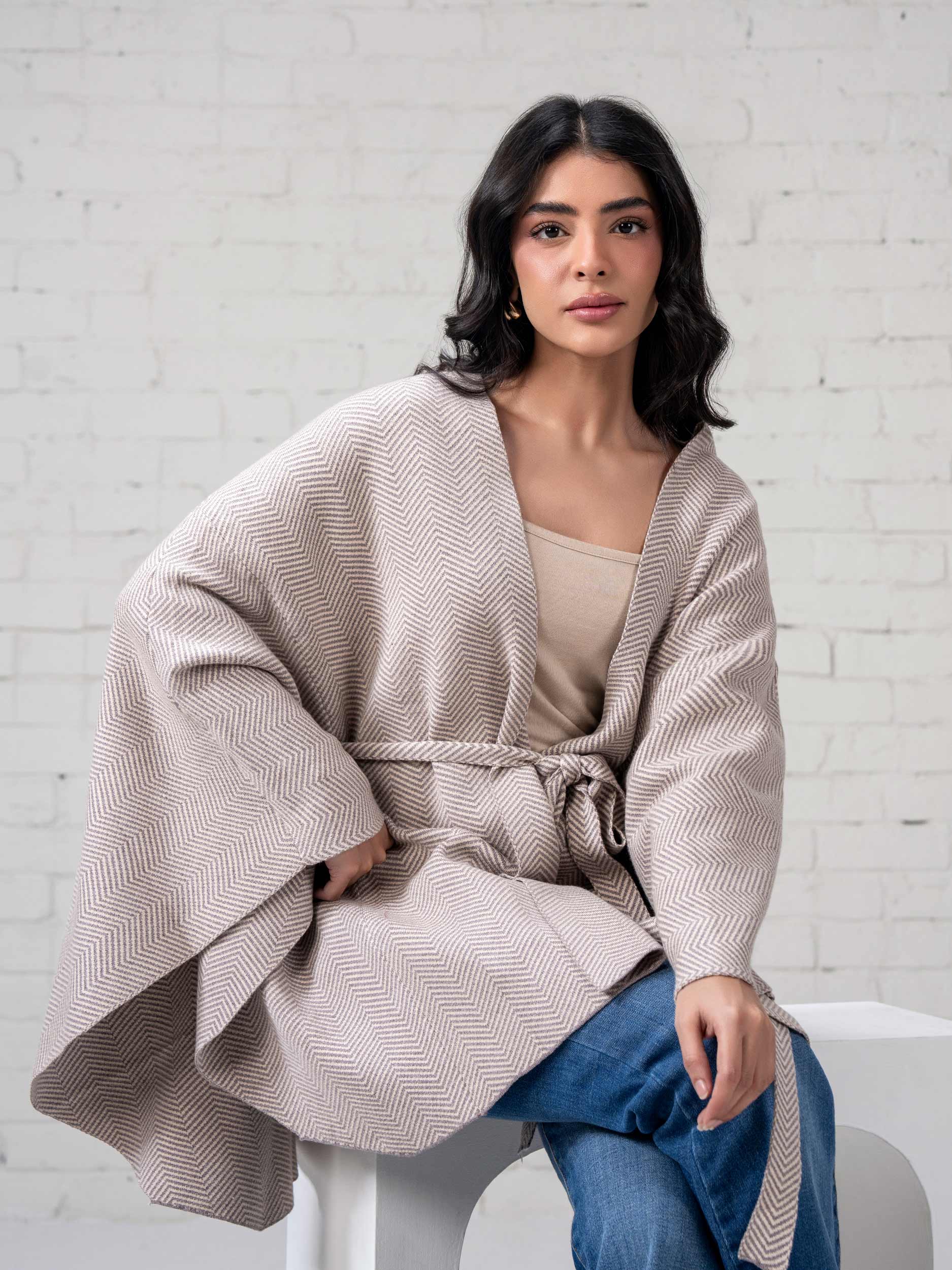 Knit Belted Cape - Image 6