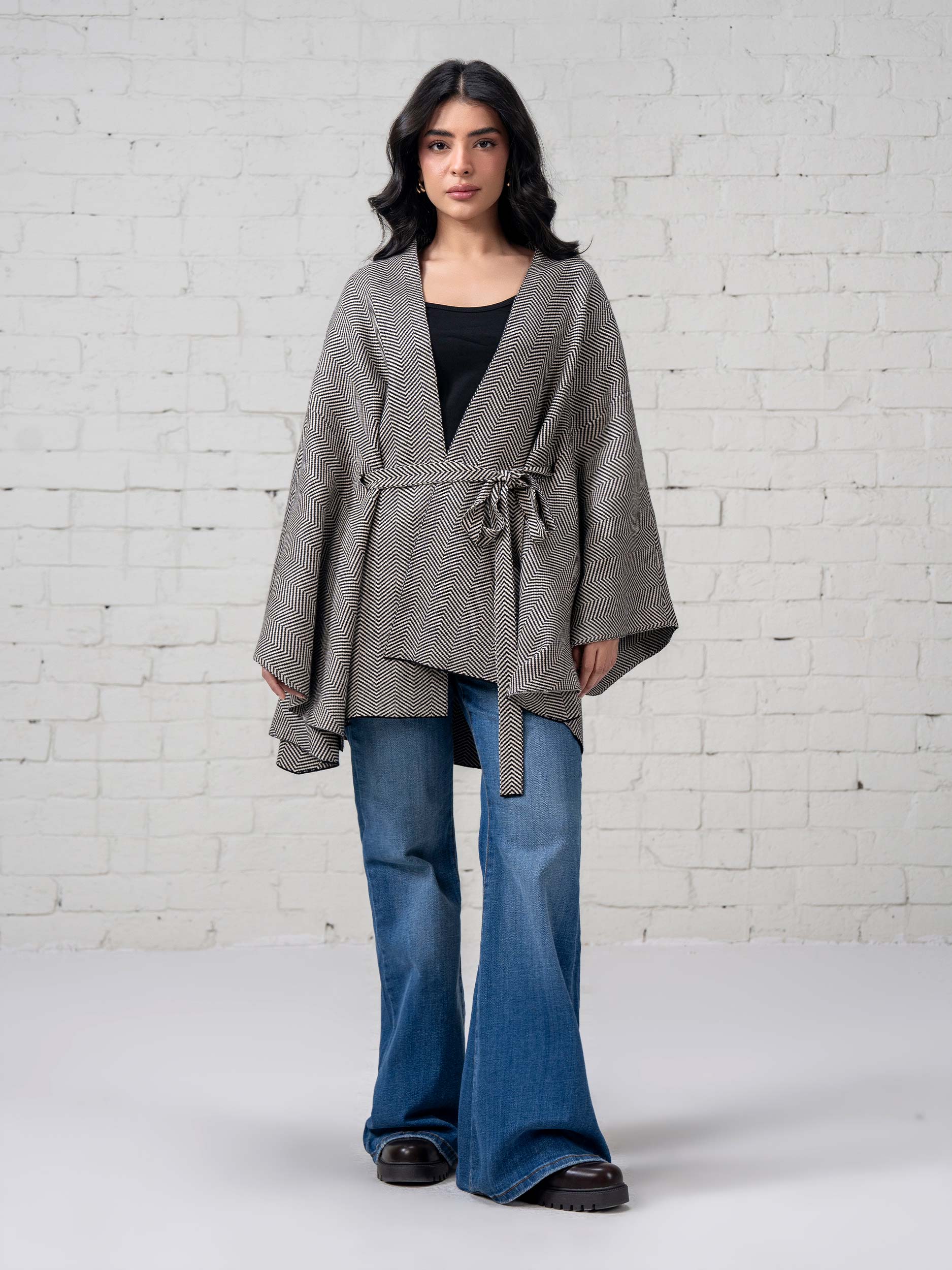 Knit Belted Cape - Image 2