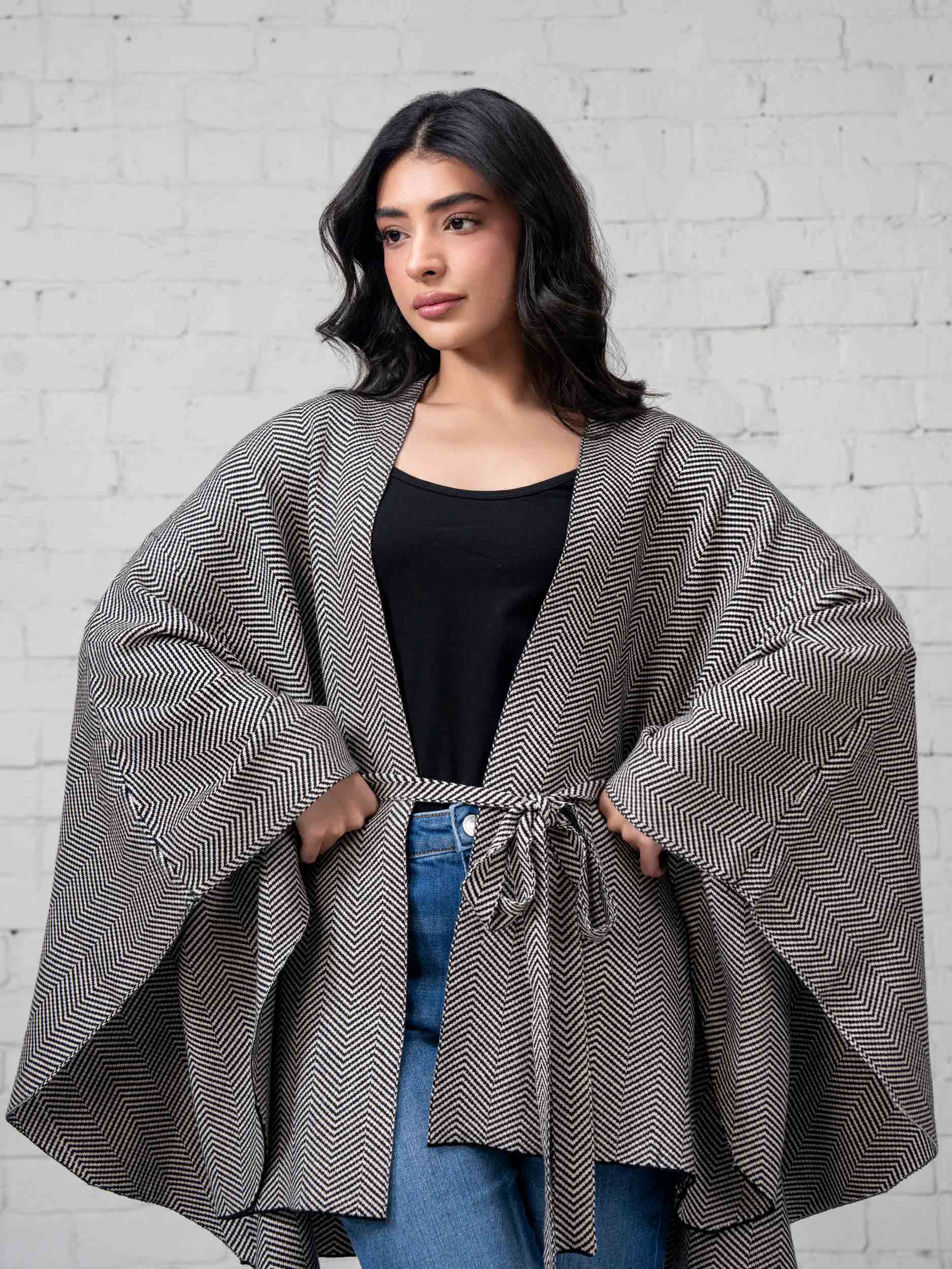 Knit Belted Cape - Image 5
