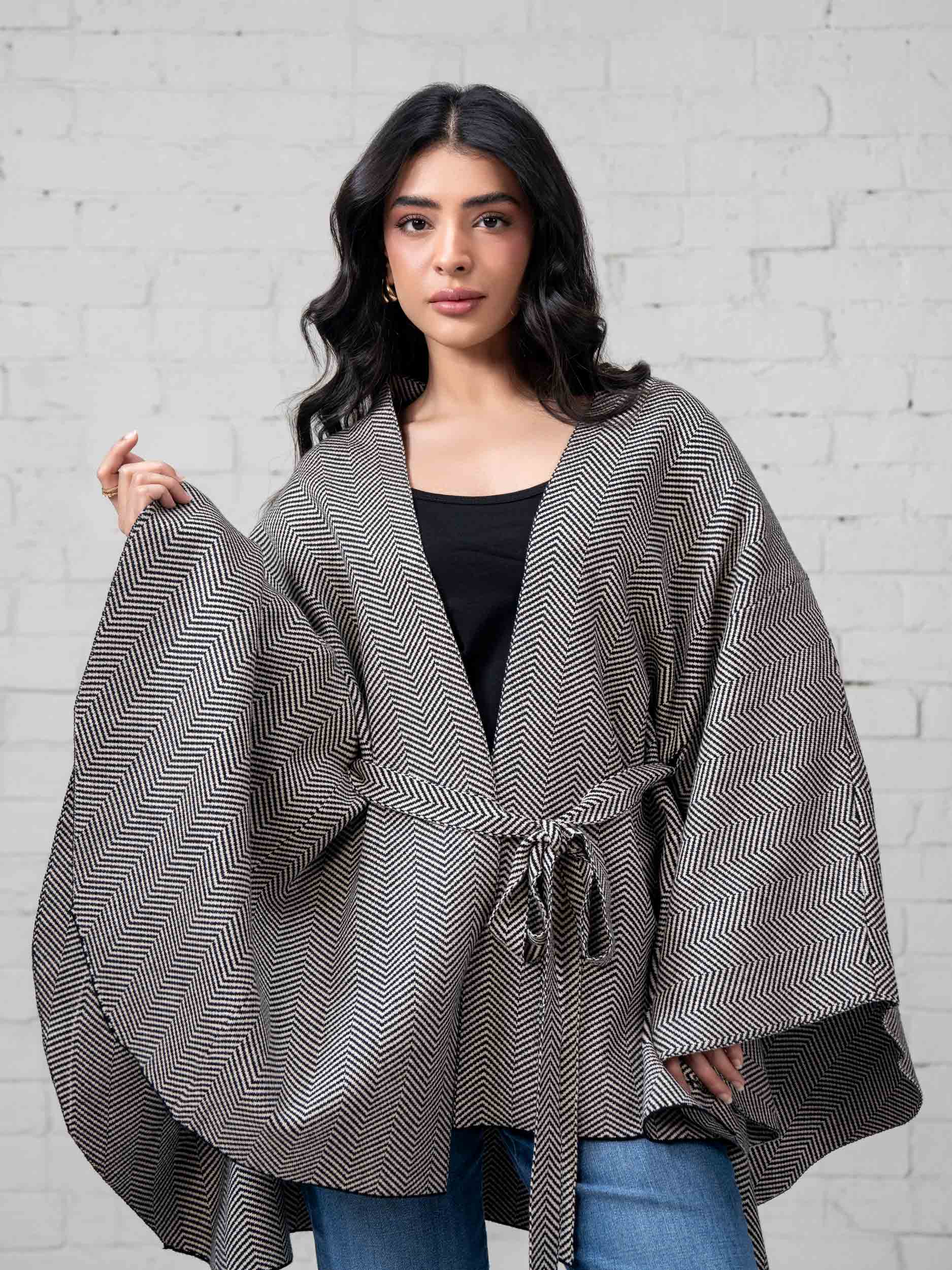 Knit Belted Cape - Image 6