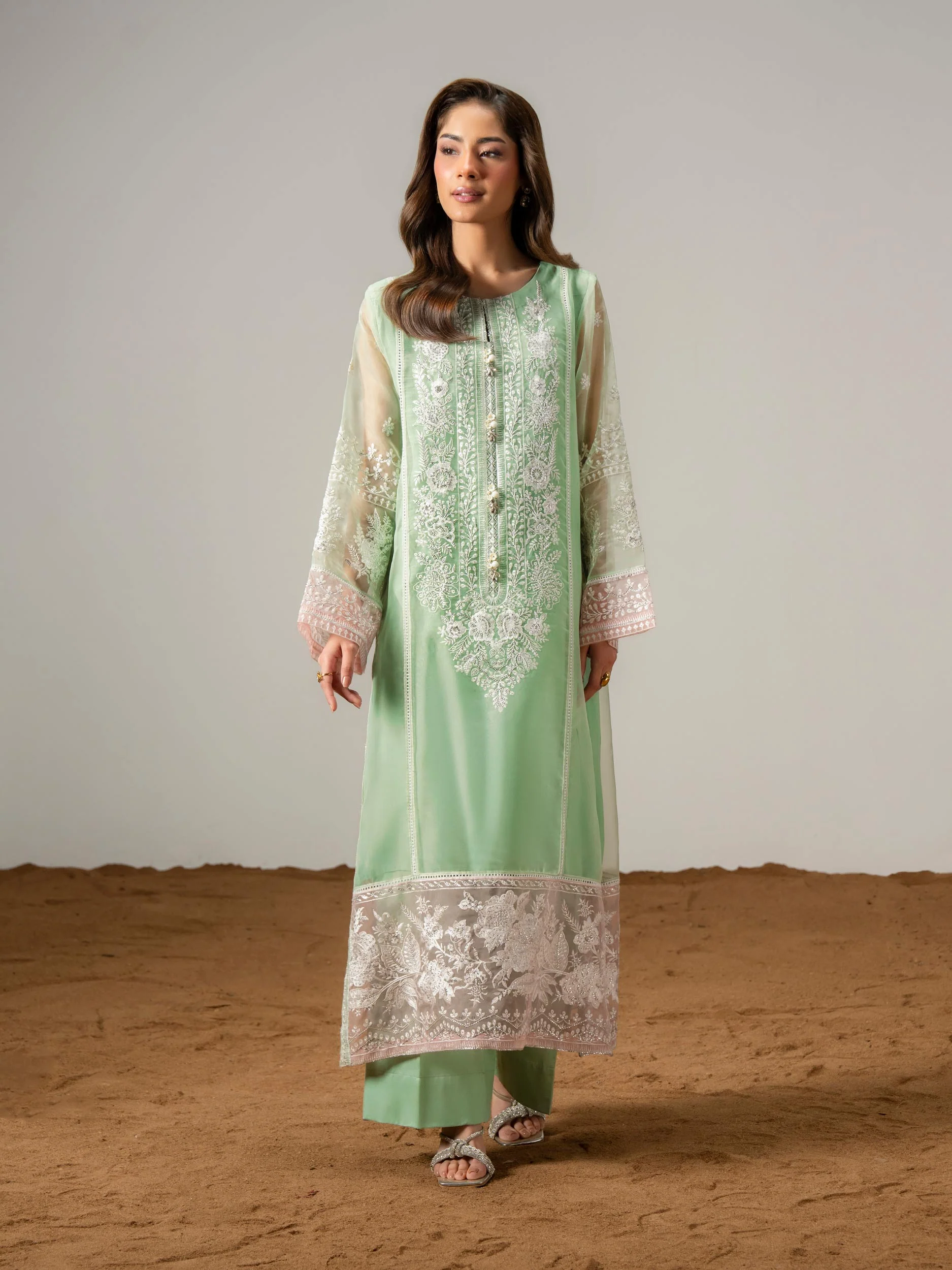 2 Piece Organza Suit-Embroidered (Pret) - Image 2