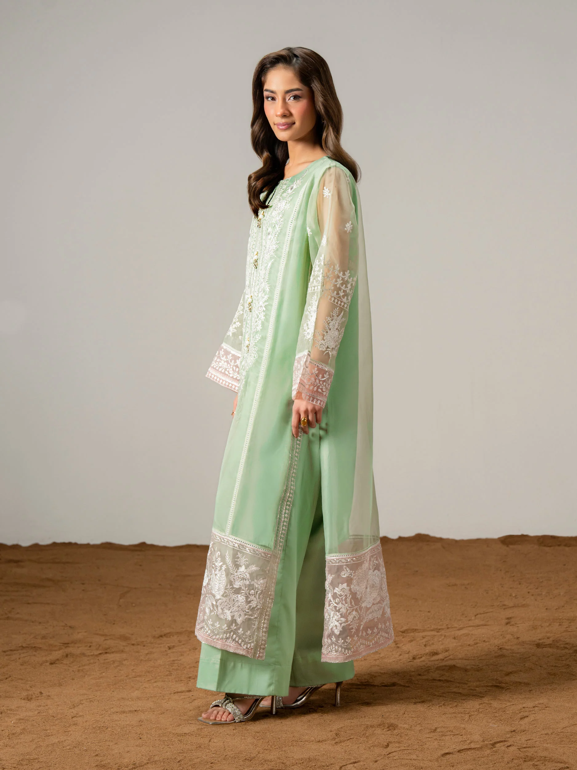 2 Piece Organza Suit-Embroidered (Pret) - Image 3