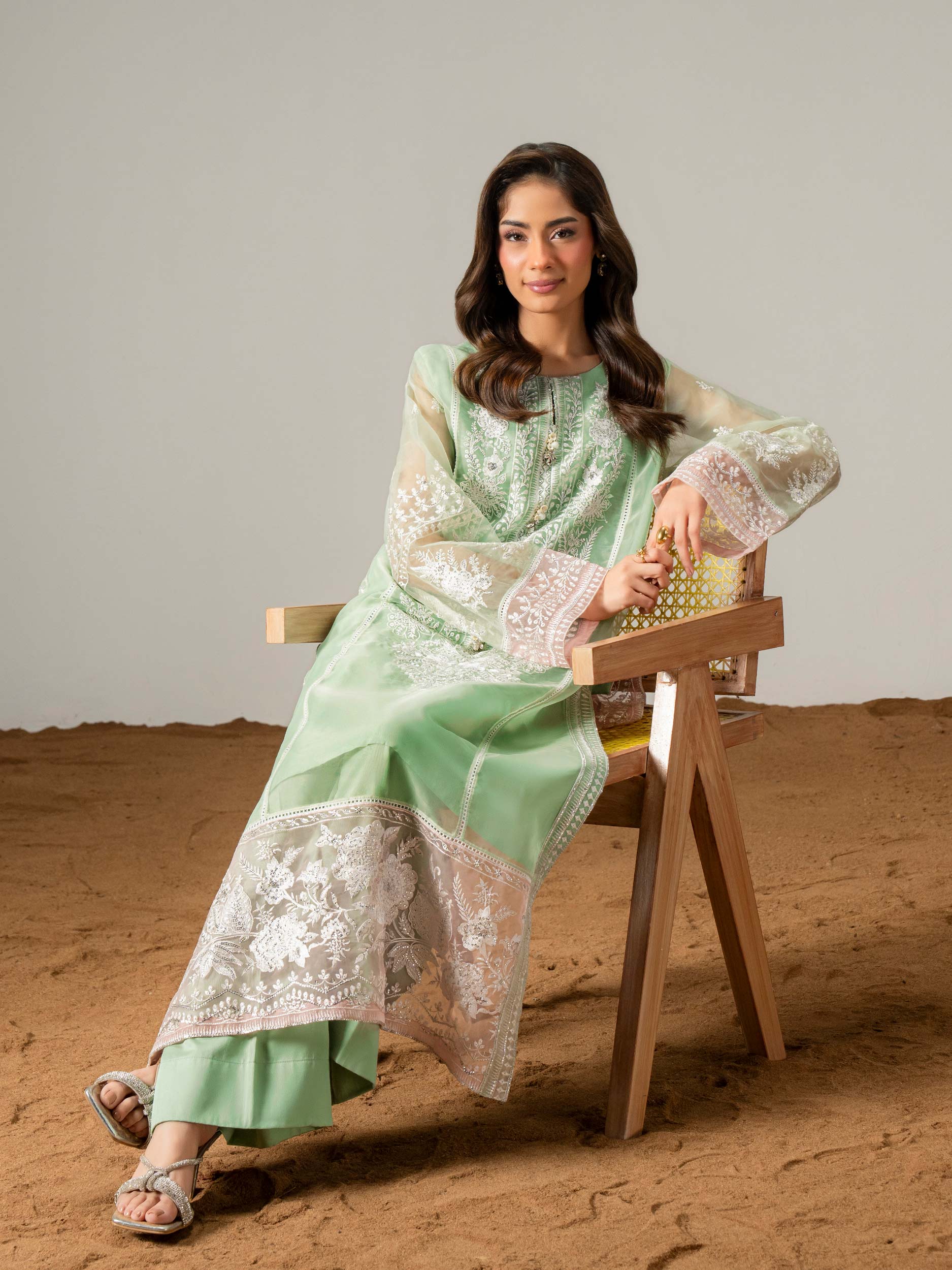 2 Piece Organza Suit-Embroidered (Pret) - Image 4