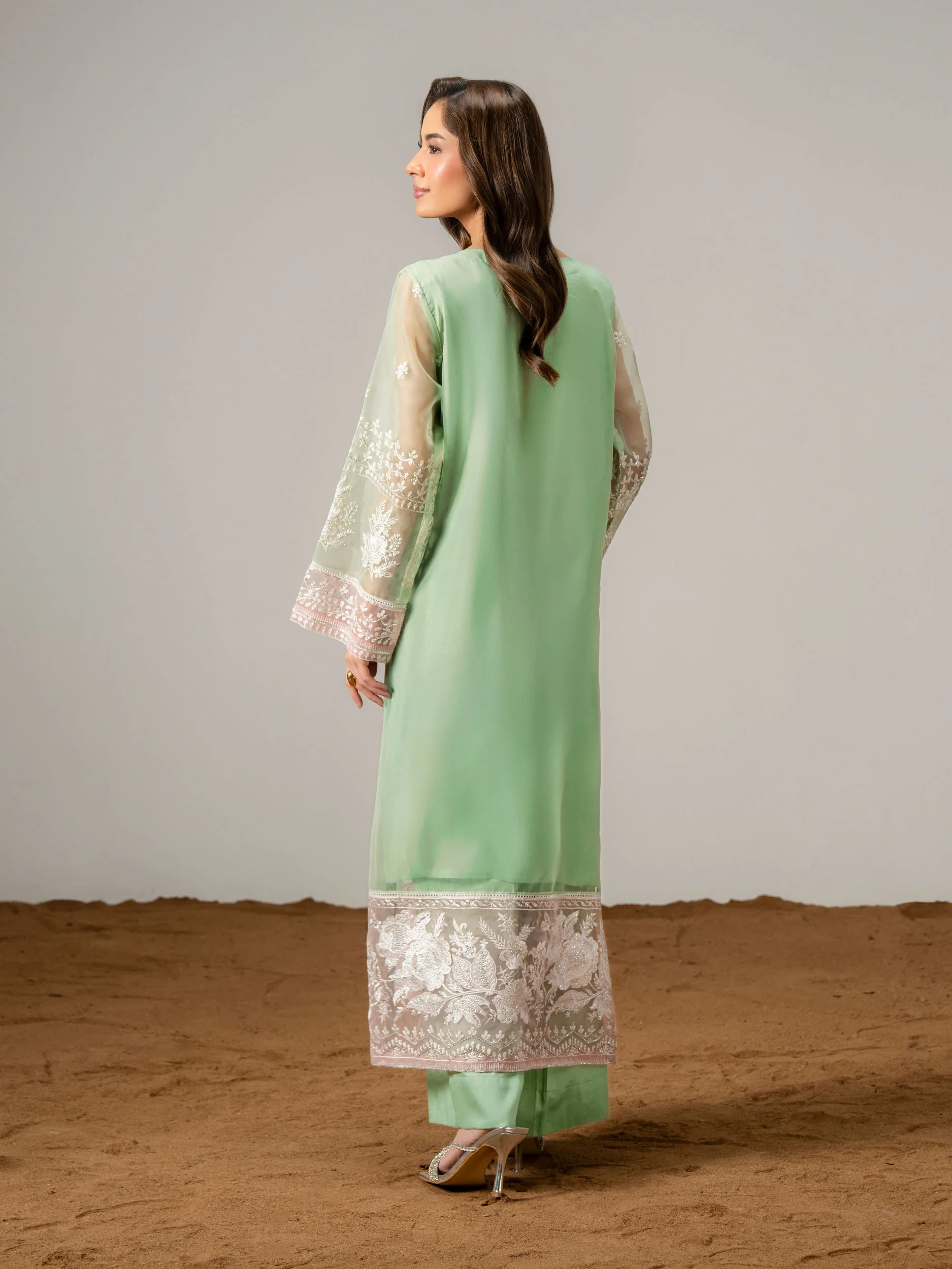 2 Piece Organza Suit-Embroidered (Pret) - Image 5