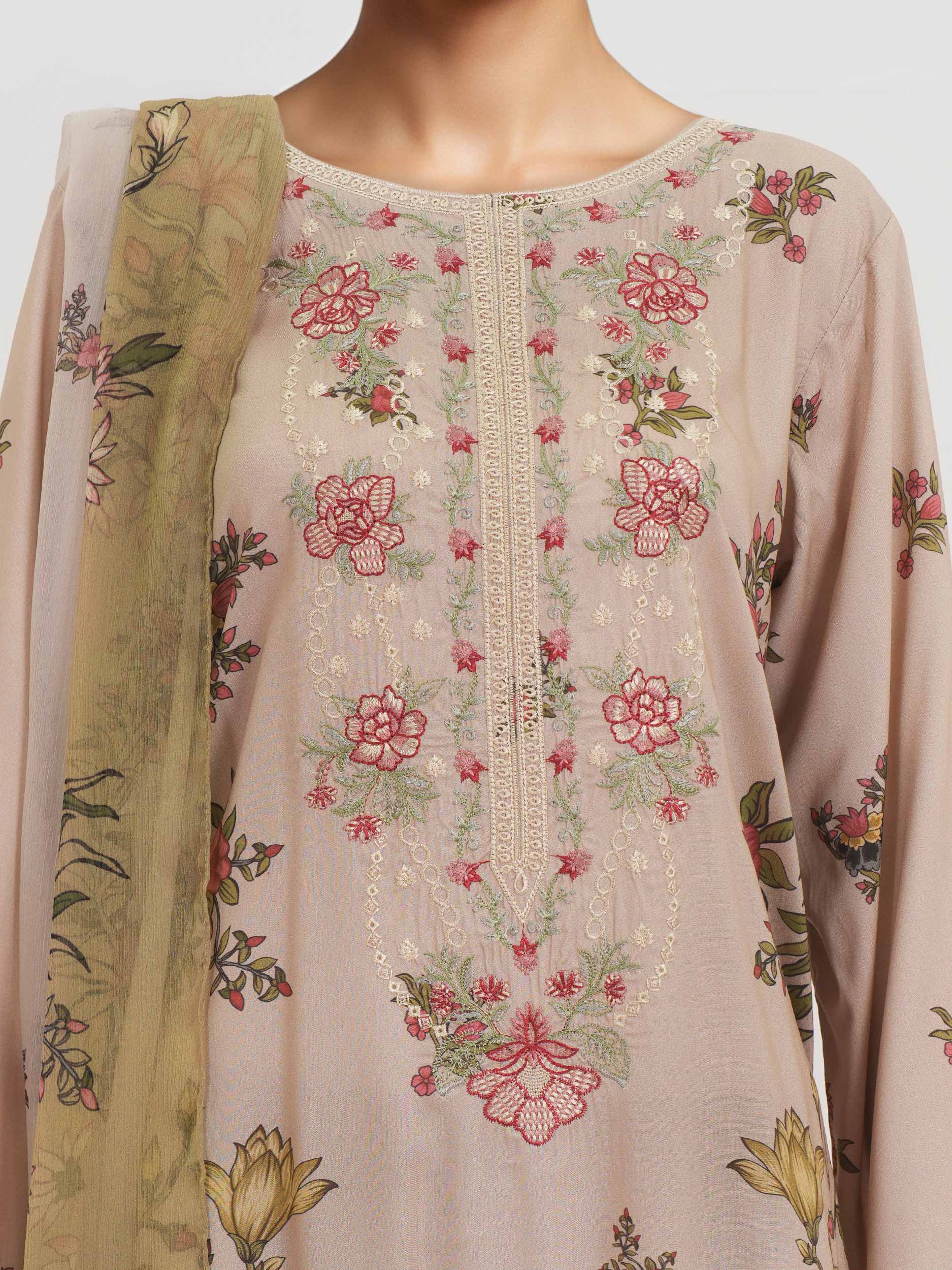 3 Piece Linen Suit- Embroidered (Pret) - Image 3