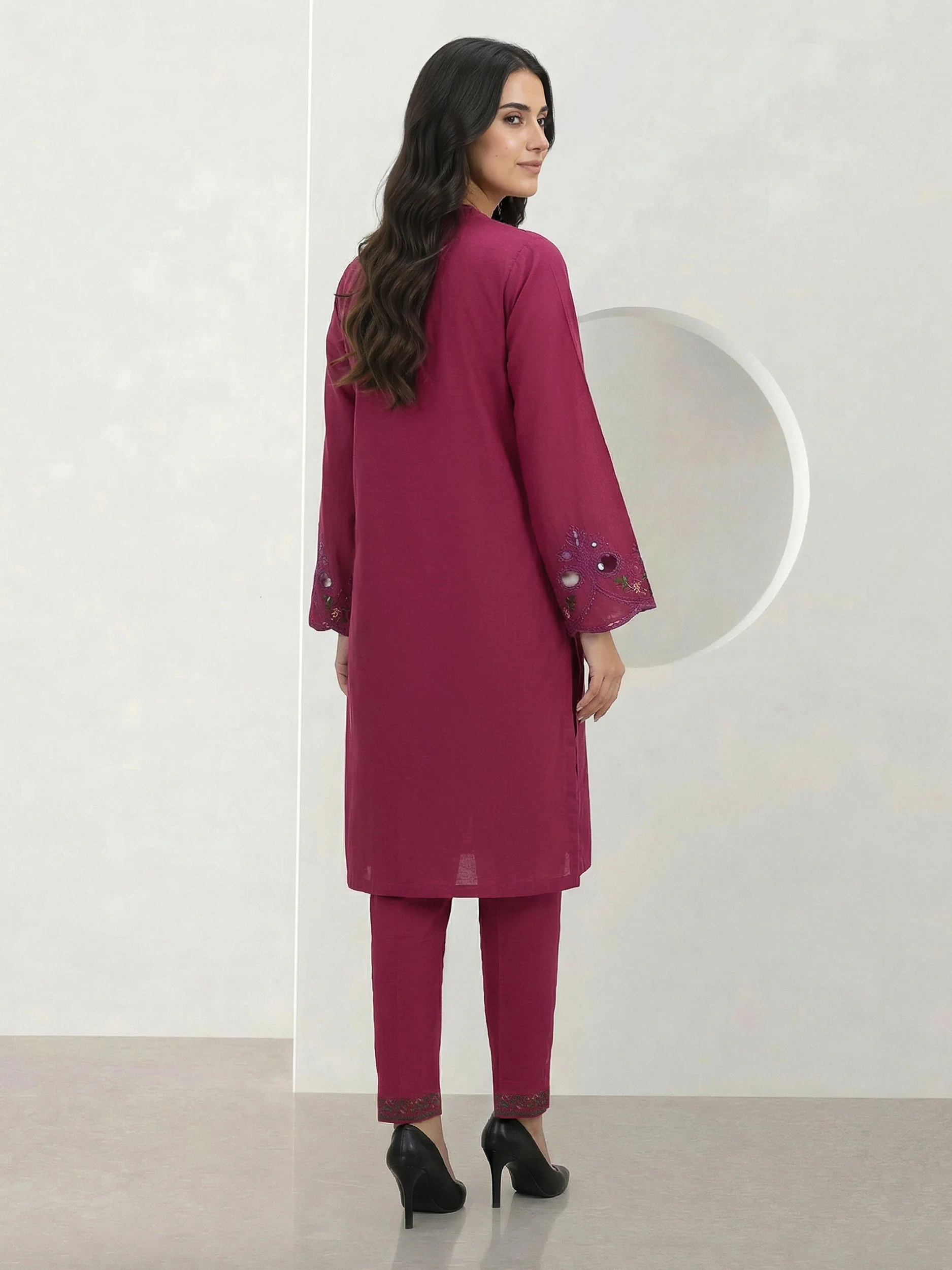 2 Piece Cambric Suit- Embroidered (Pret) - Image 2