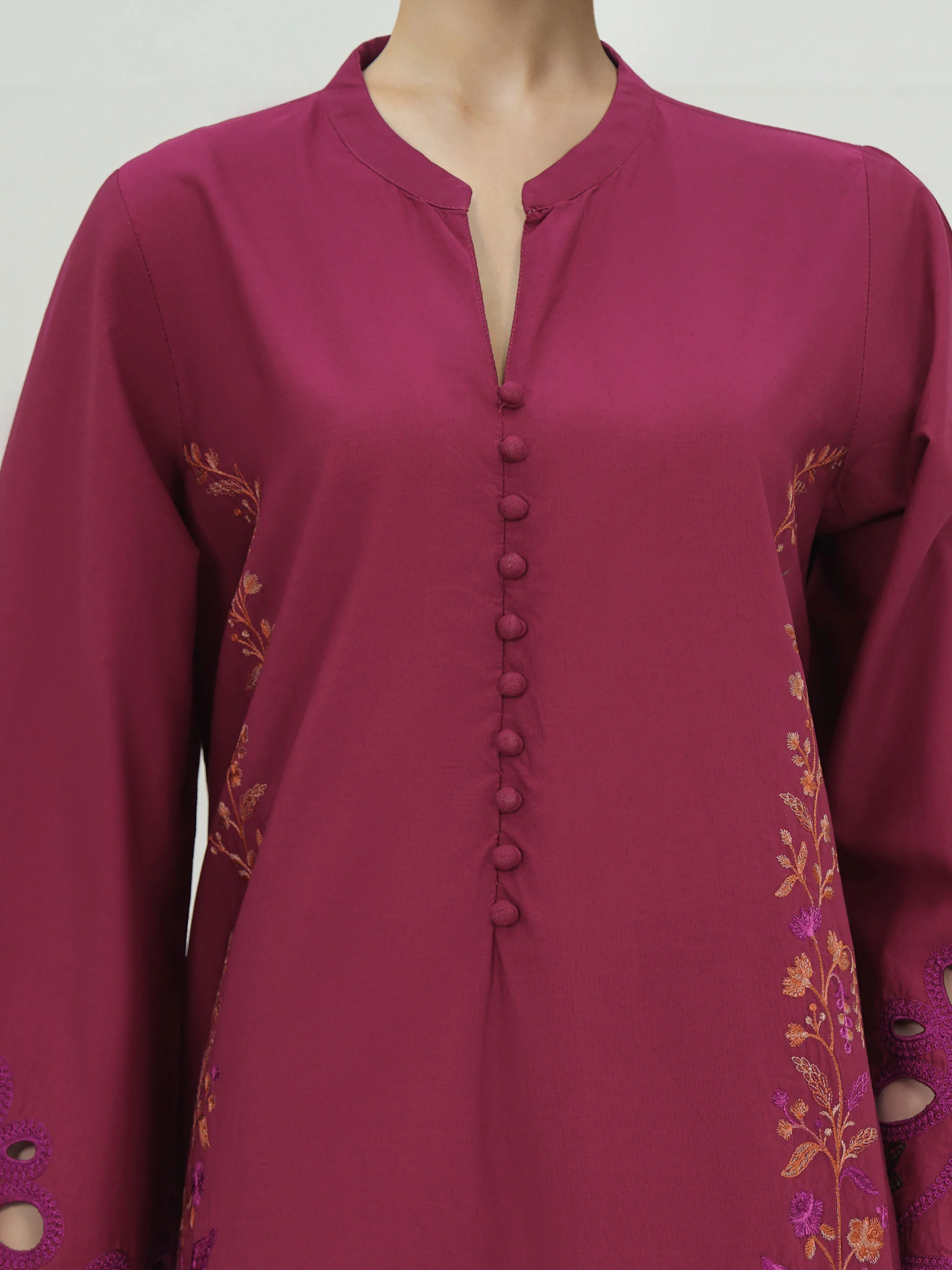 2 Piece Cambric Suit- Embroidered (Pret) - Image 4