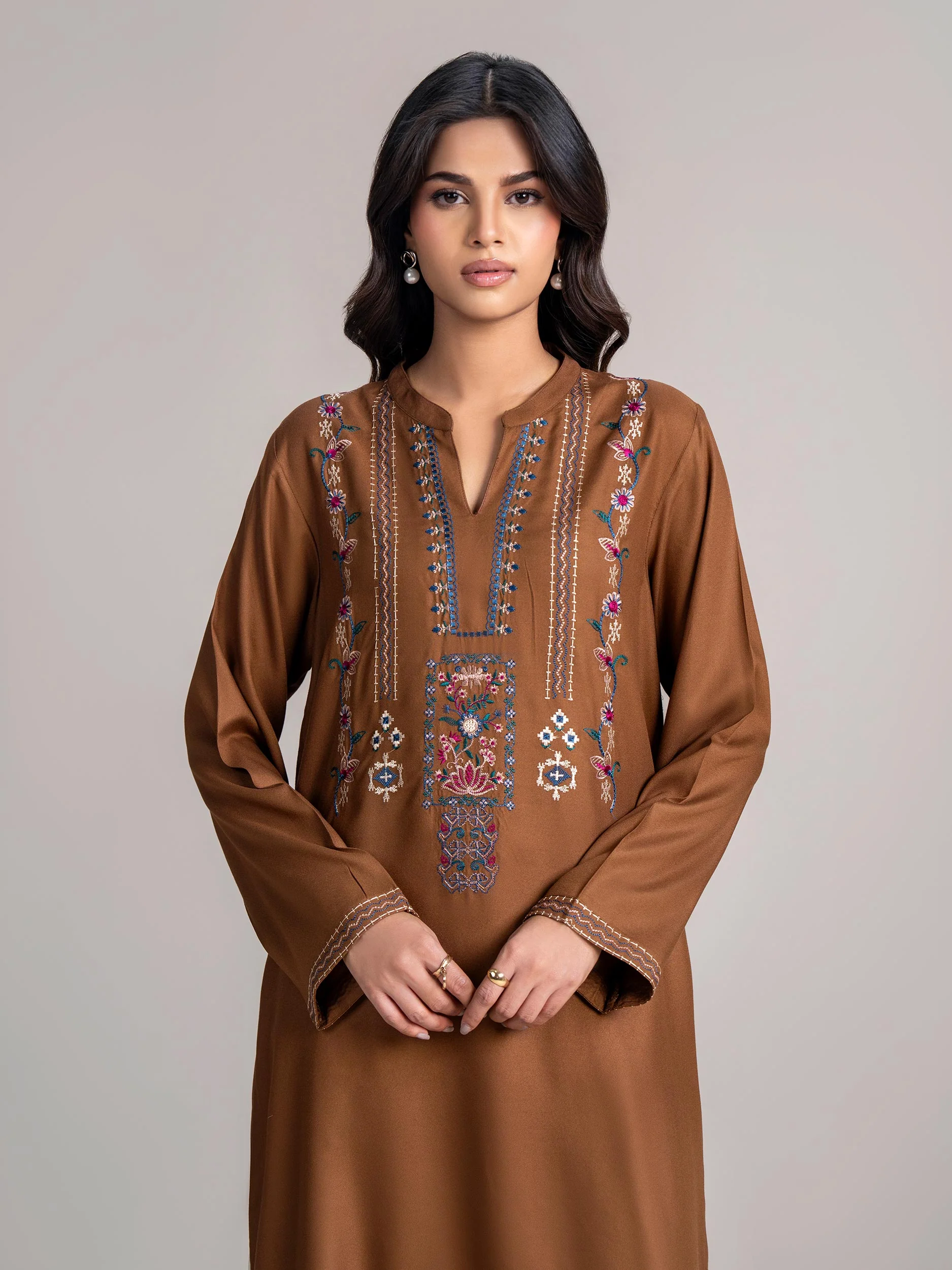 Crepe Kurti- Embroidered (Pret) - Image 2