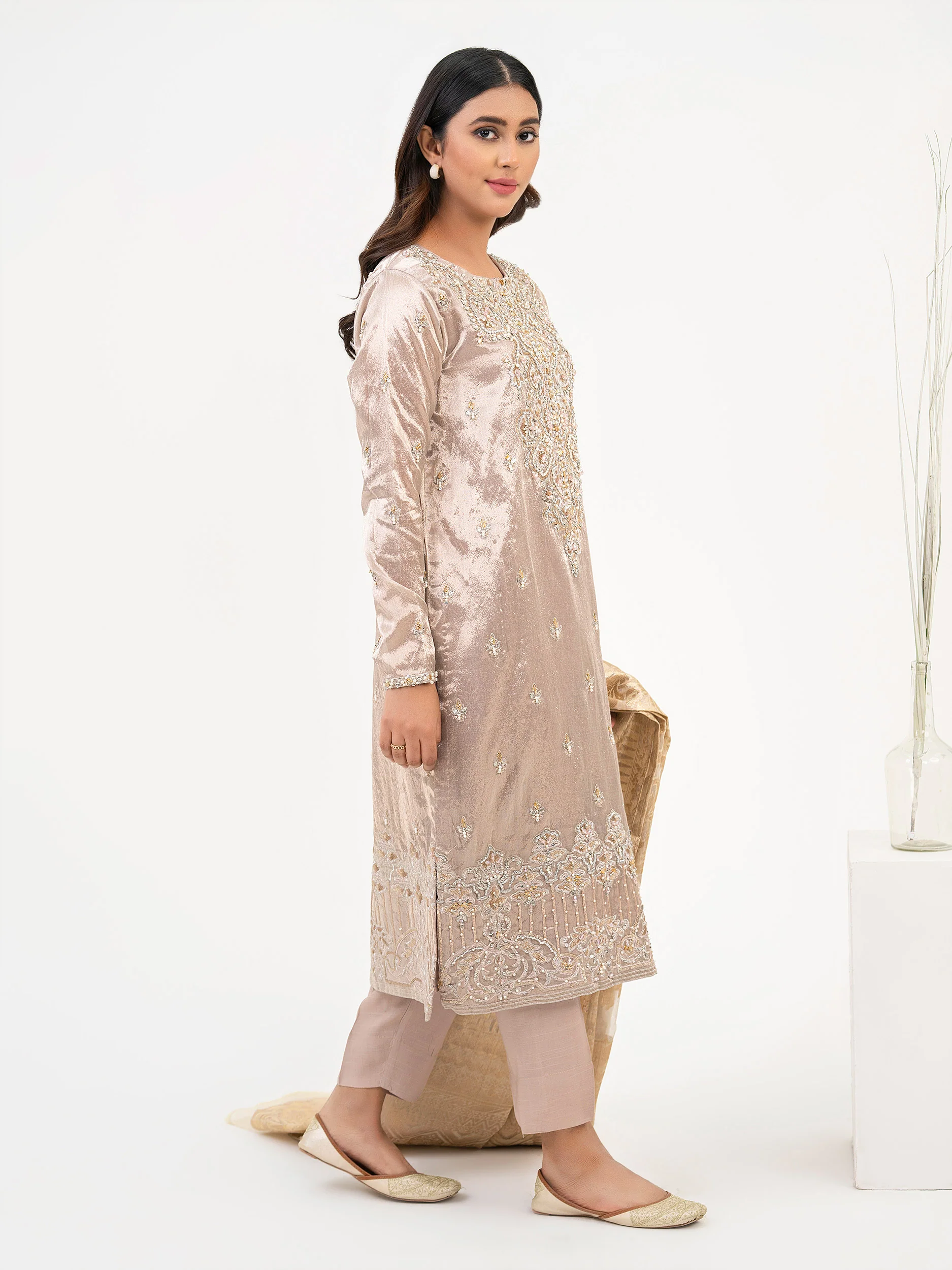 3 Piece Zari Suit-Embellished (Pret) - Image 3
